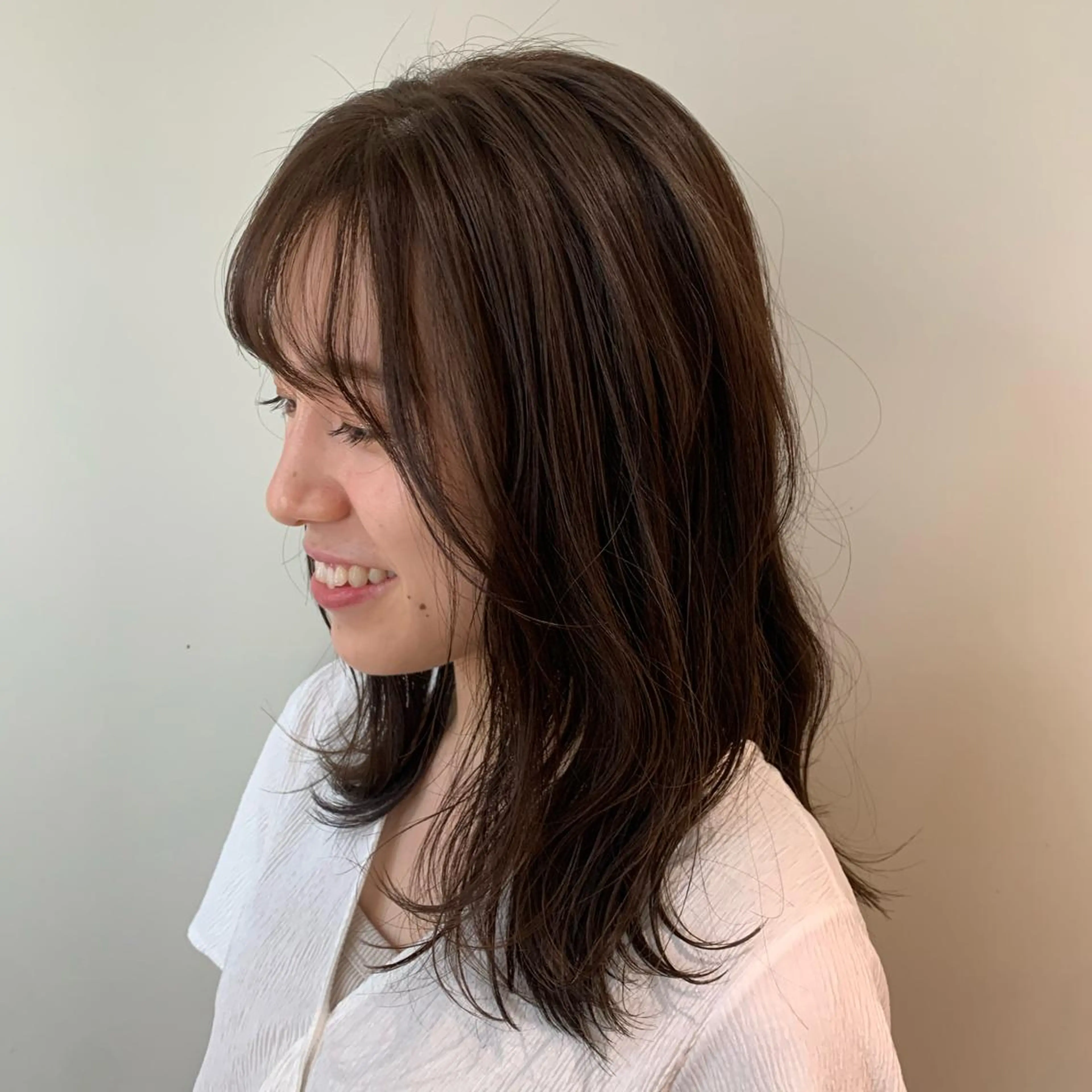 ミディアム カラー カット ヘアカラー ミディアムパーマ /癖毛パーマのヘアスタイル