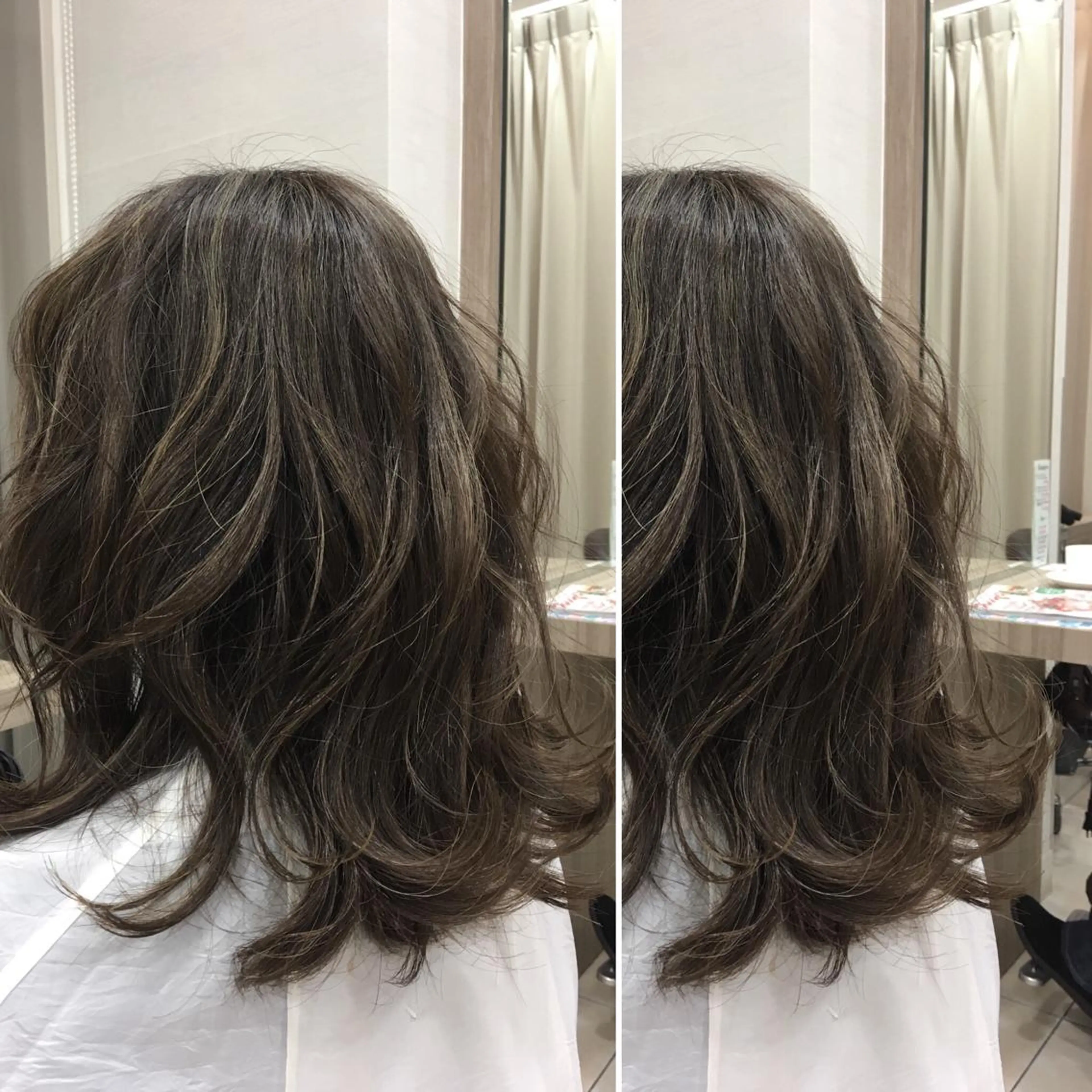セミロング カラー ブリーチ 透明感カラー ハイライトカラー ハイライト 小島 仁美のヘアスタイル