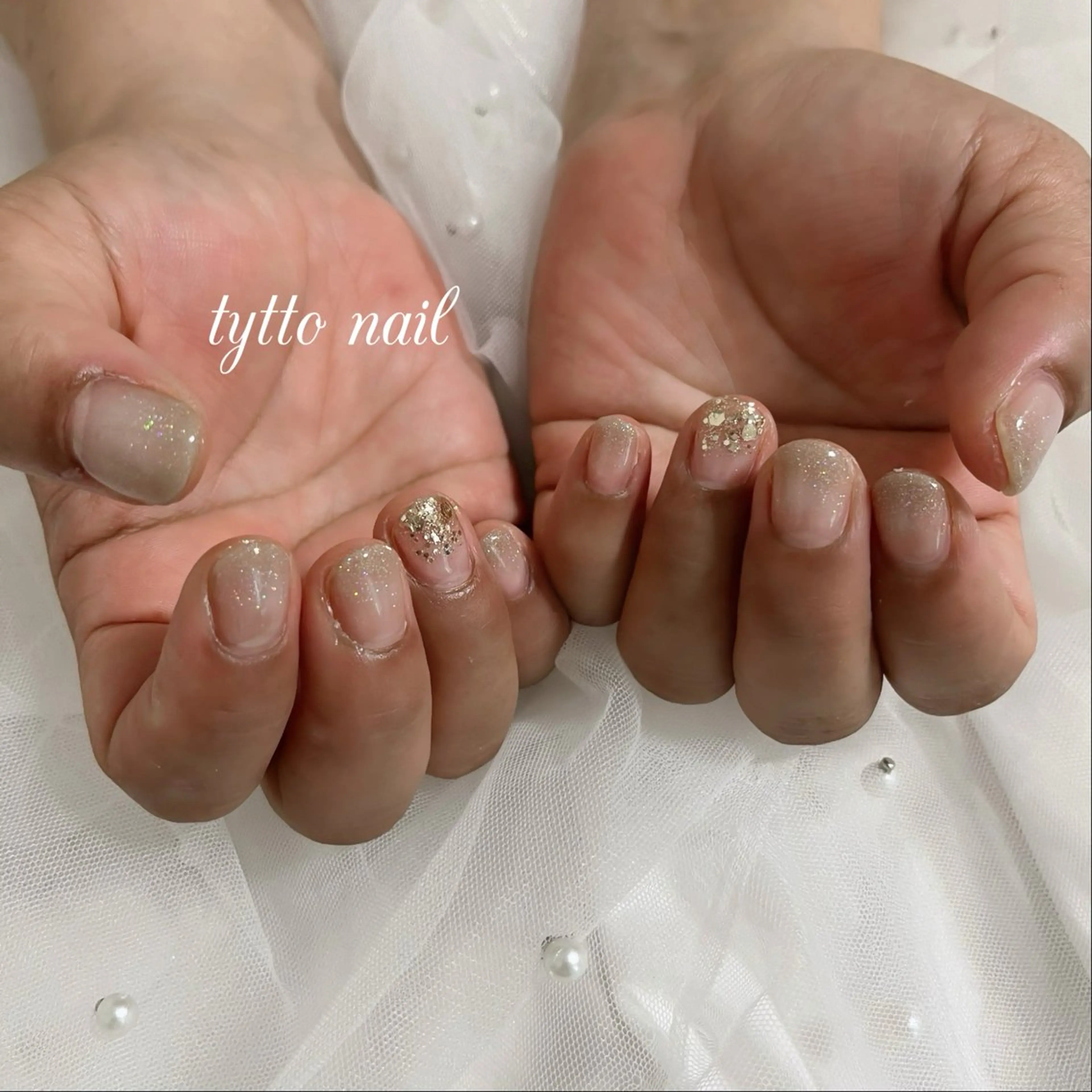 ネイル アートネイル ガーリー グラデーション キラキラネイル ラメ(グリッター) tytto nail ❤︎‪‪eri‪‪のネイルデザイン