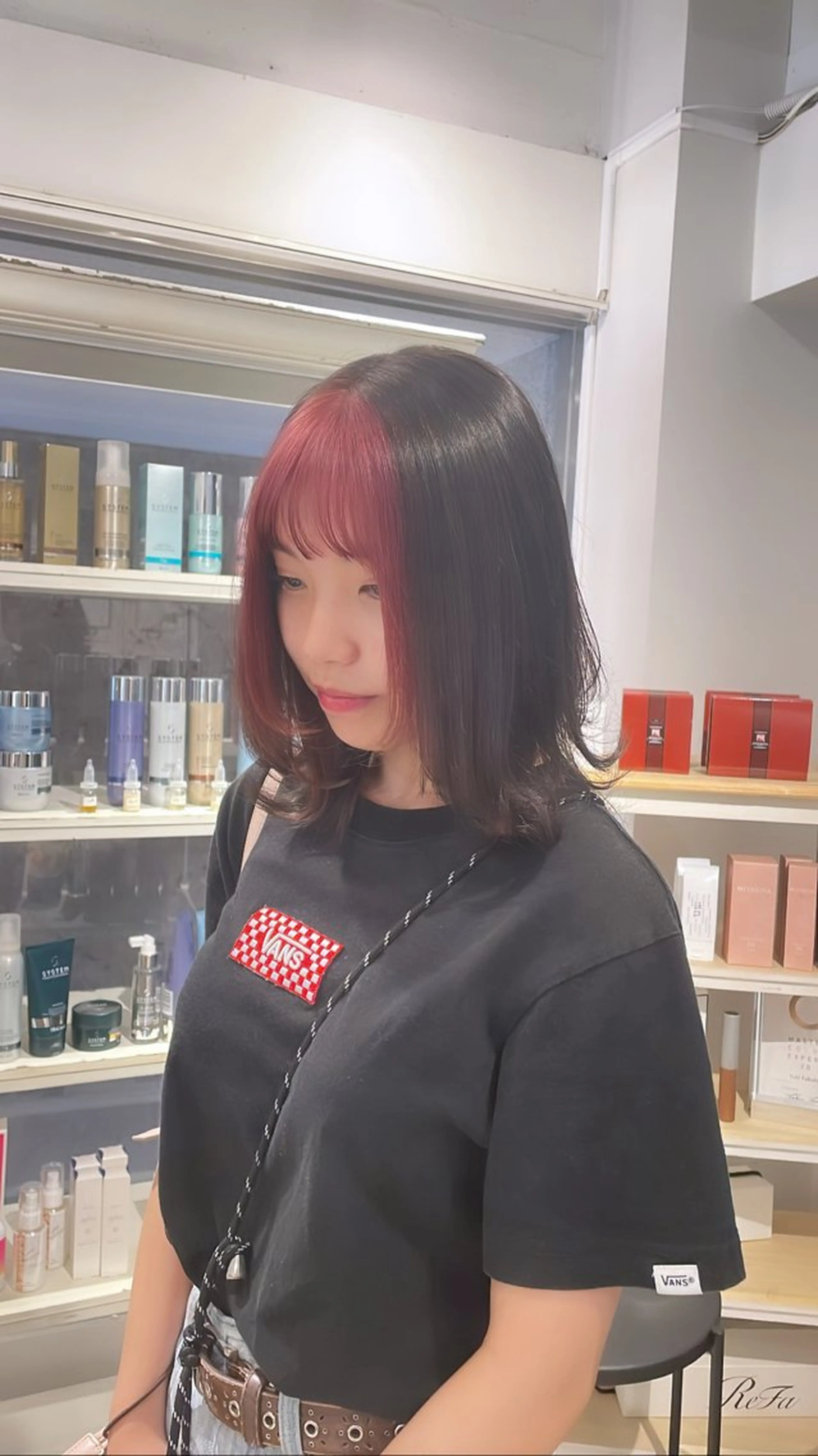 ミディアム カラー ミストバング  フェイスフレーミング ピンクカラー CreBiA🎀 ayaのマツエク・マツパデザイン