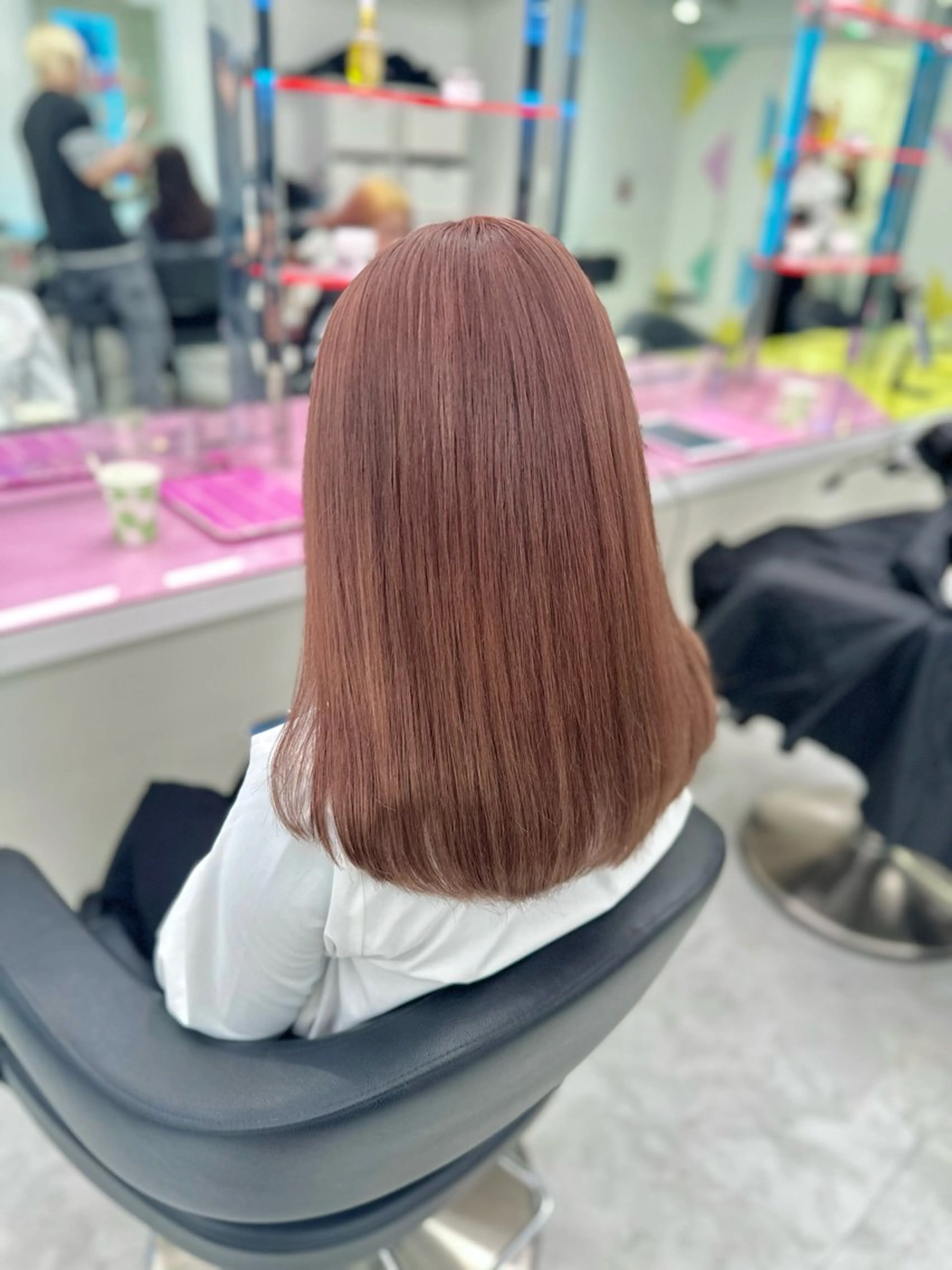 セミロング カラー ブリーチ ブラウンカラー ピンクカラー ピンクブラウン ♡ダブルカラー特化♡ miyuのヘアスタイル