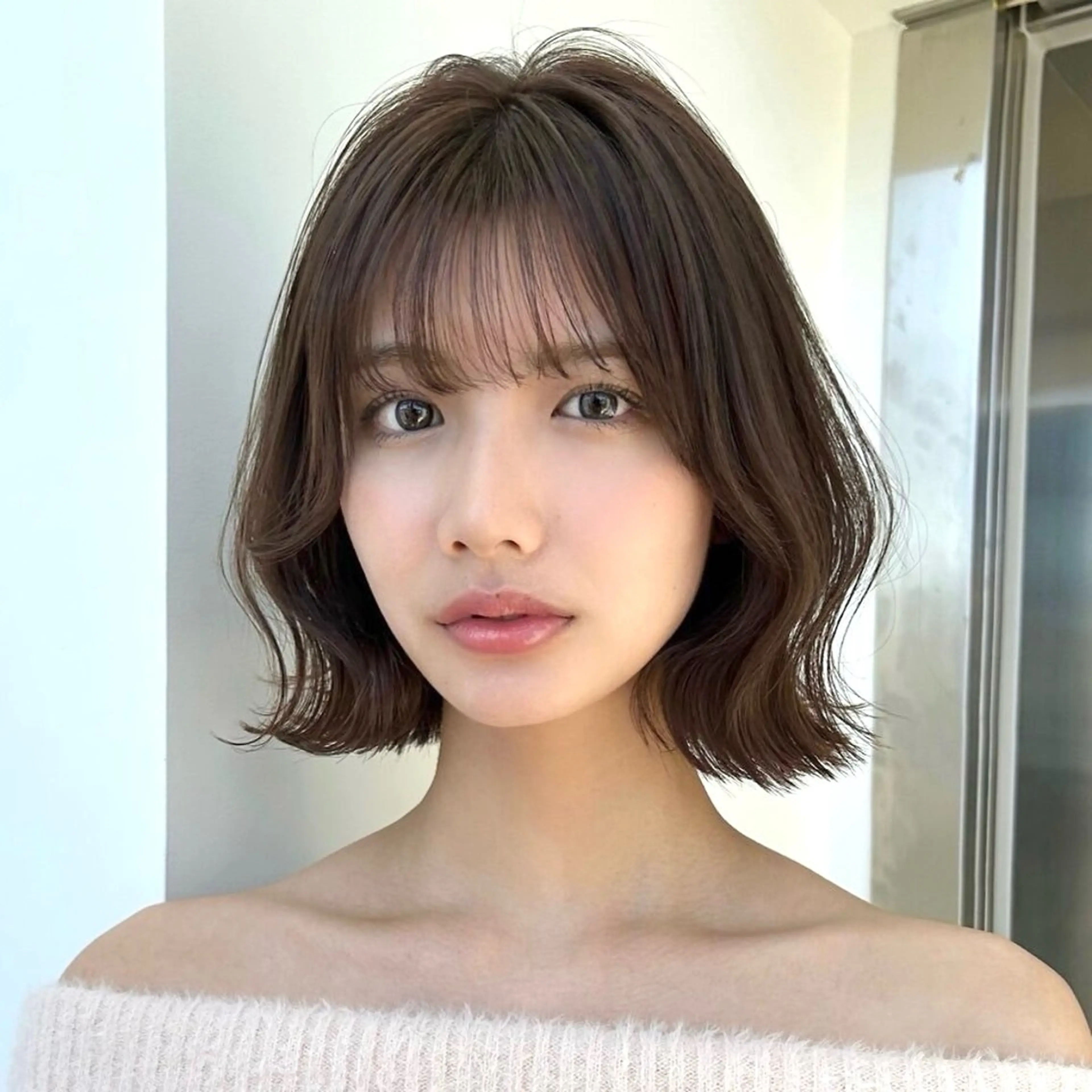 ミディアム カラー ショートボブ ミディアムパーマ バレイヤージュ ベージュカラー ブリーチ カット ヘアカラー トリートメント 新宿/髪質改善/艶髪 韓国ヘア/大重聖斗のヘアスタイル