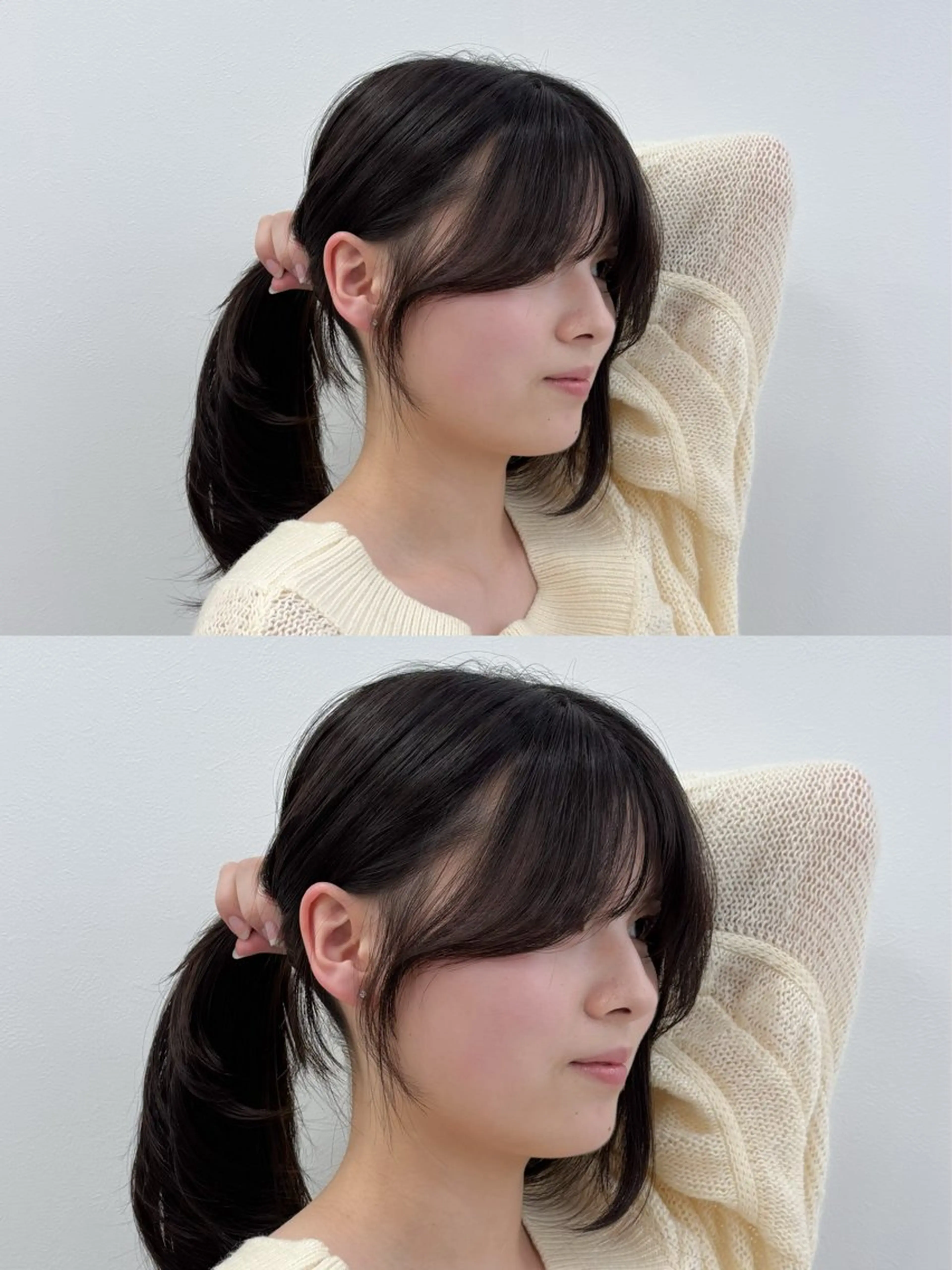 セミロング カット ヘアカラー トリートメント ヘッドスパ ヘアセット 韓国レイヤー ハッシュカットのヘアスタイル