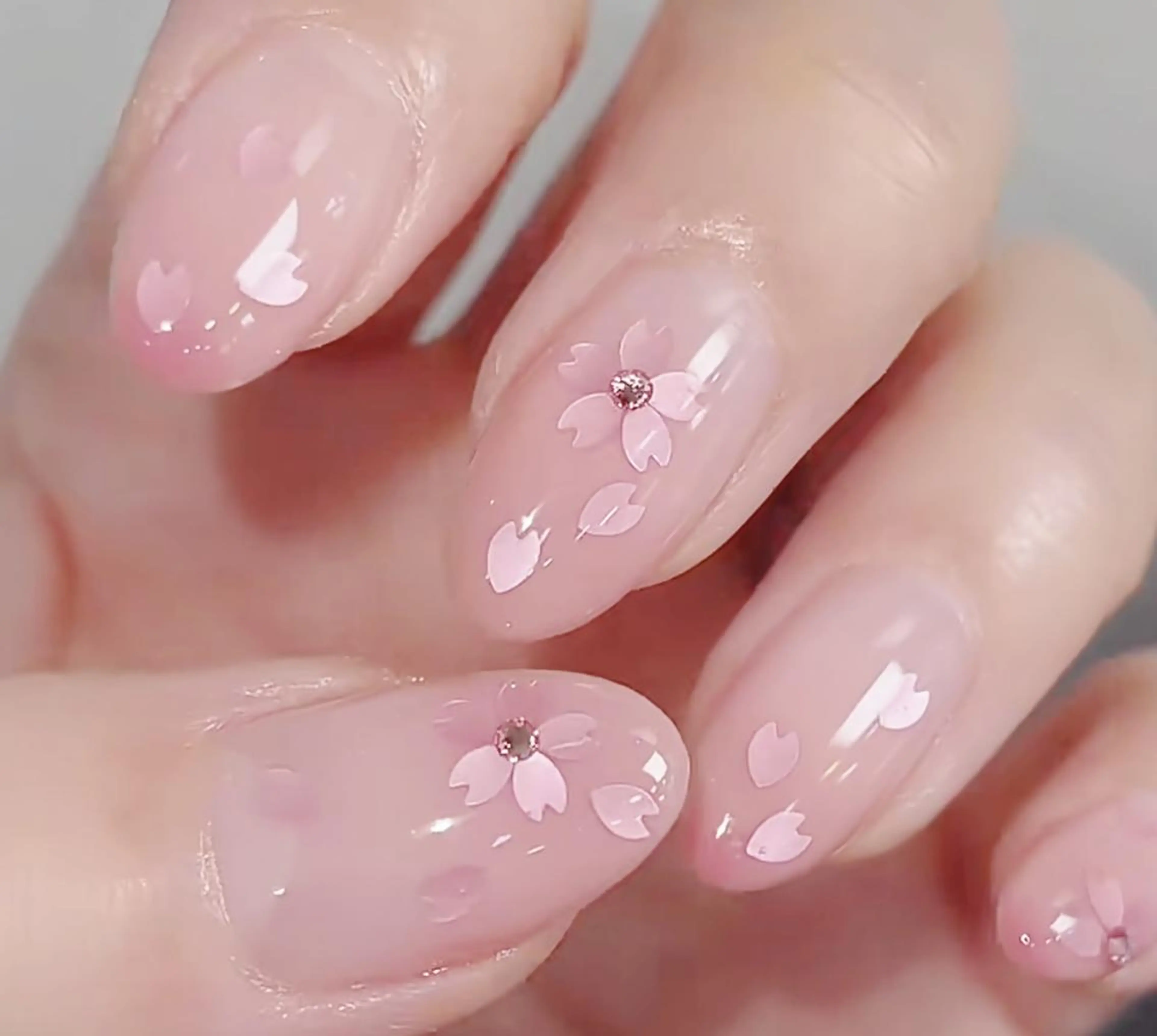 ネイル 桜ネイル 長さ出し ジェルネイル パラジェル 春ネイル ハンドネイル リラネイル すみれのネイルデザイン