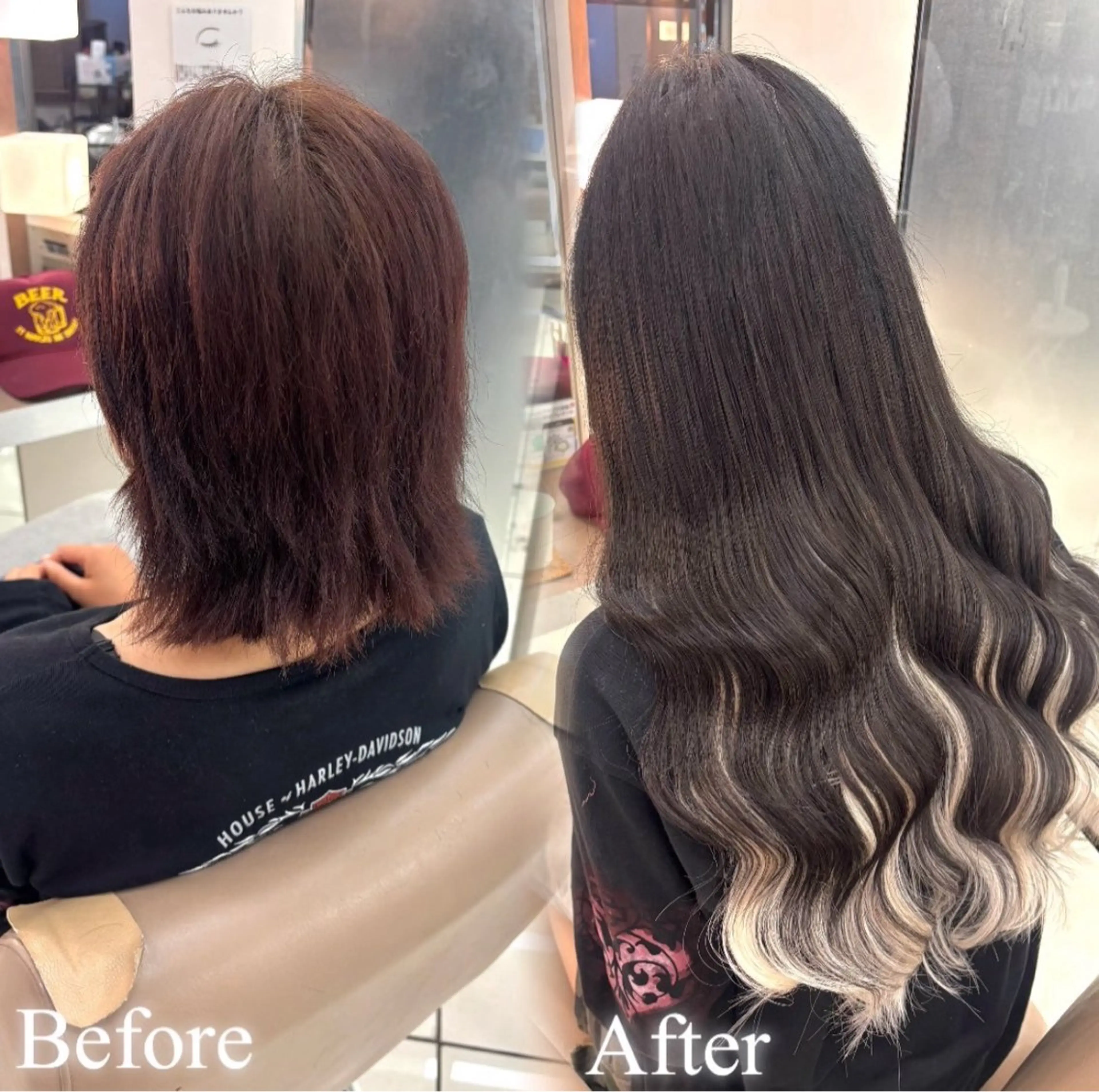 ミディアム カラー ヘアカラー エクステ 中明度カラー指名No .1シールエクステのヘアスタイル