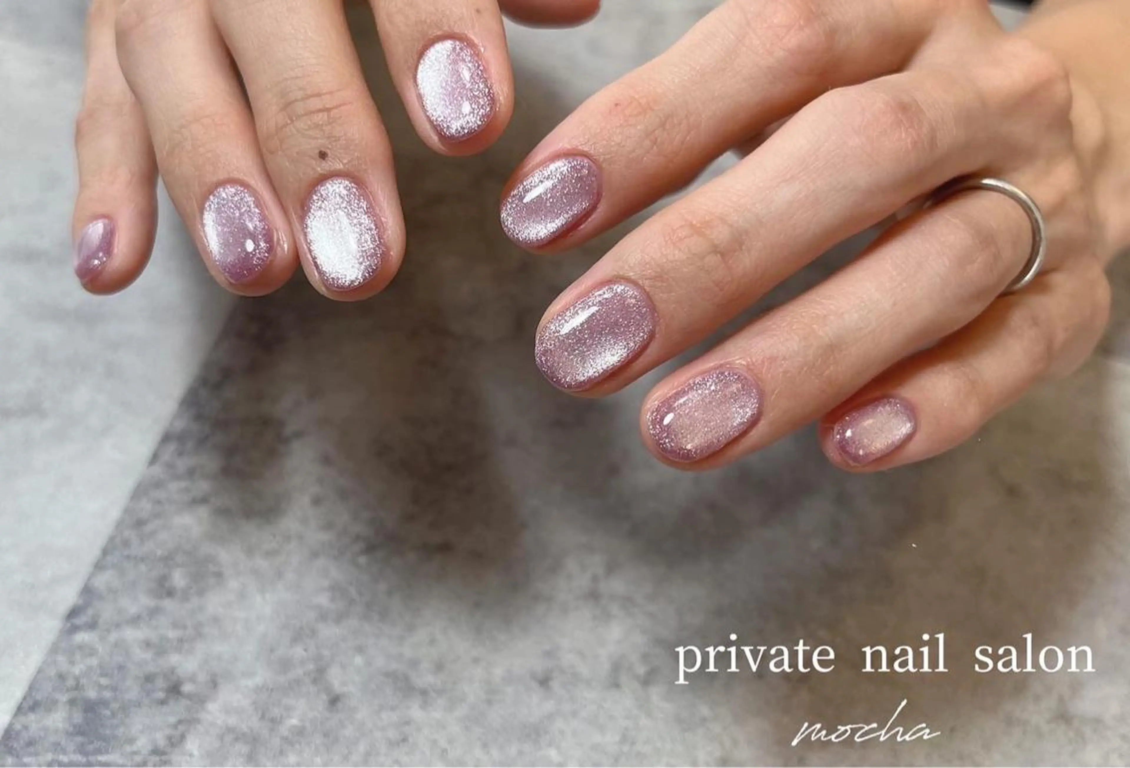 ネイル カジュアル チークネイル フレンチネイル ジェルネイル マグネットネイル ハンドネイル mocha nailのネイルデザイン