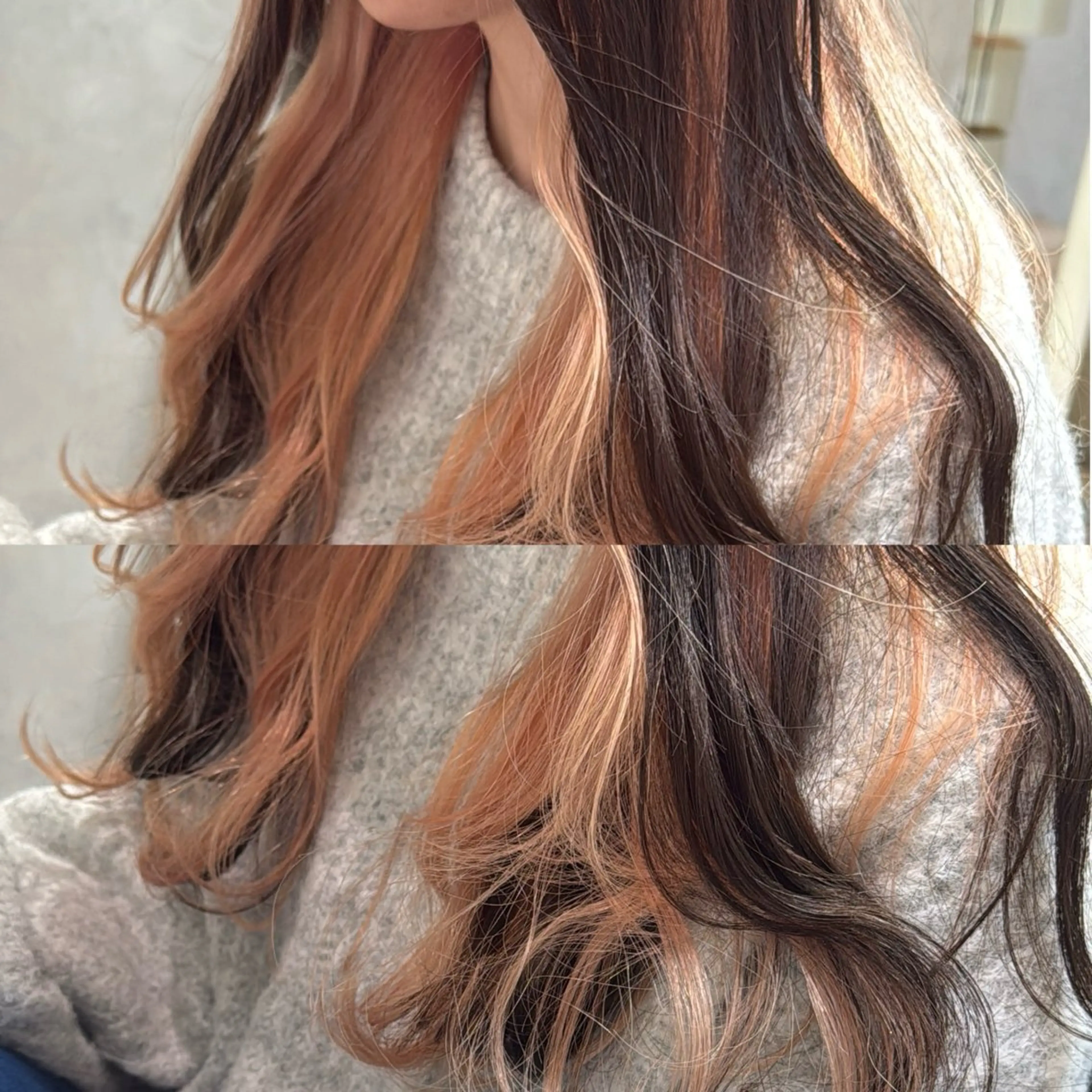 ロング カラー ブリーチ インナーカラー ピンクカラー ホワイトピンク カット ヘアカラー トリートメント 松永 わかなのヘアスタイル