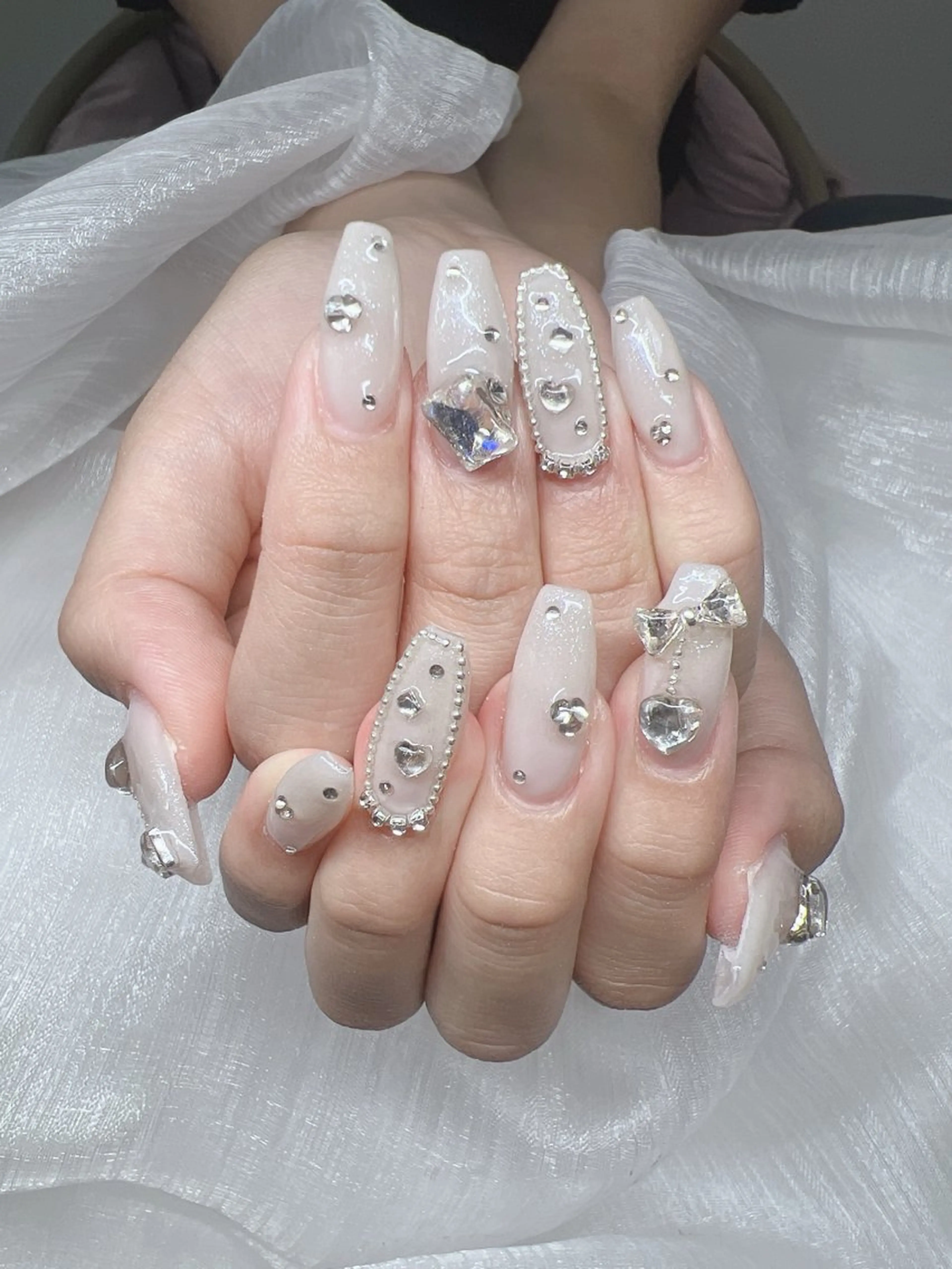 ネイル 長さ出し グラデーション キラキラネイル マグネットネイル ニュアンスネイル ハンドネイル Lee Nails チップ長さだし専門店のネイルデザイン