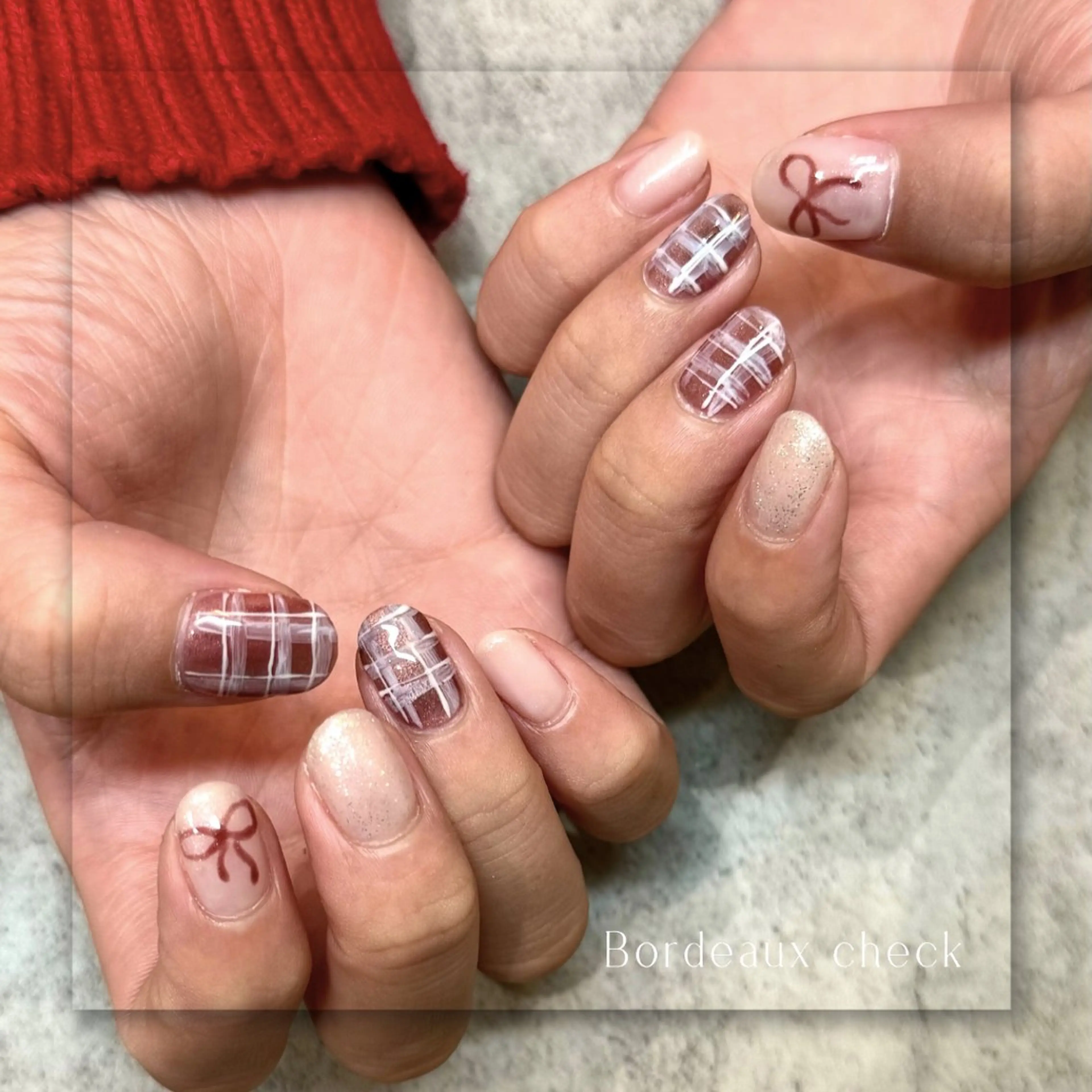 ネイル ジェルネイル マグネットネイル ネイビー パラジェル リボン Seemly 千田町店所属・フラワーパラジェル 🌸シームリーエミのネイルデザイン