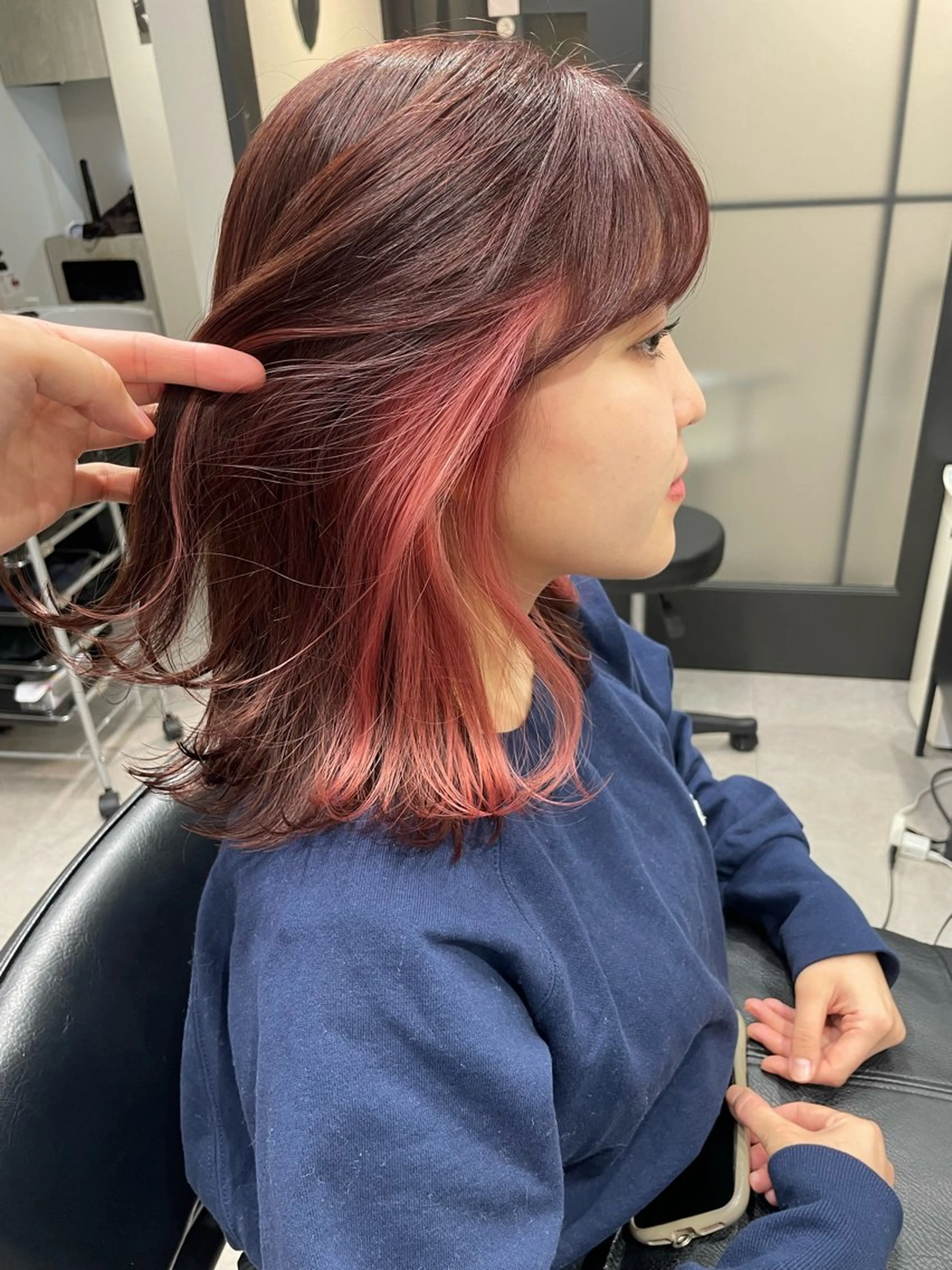 ミディアム カラー ヘアカラー トリートメント 髪質改善will hairdesignのヘアスタイル