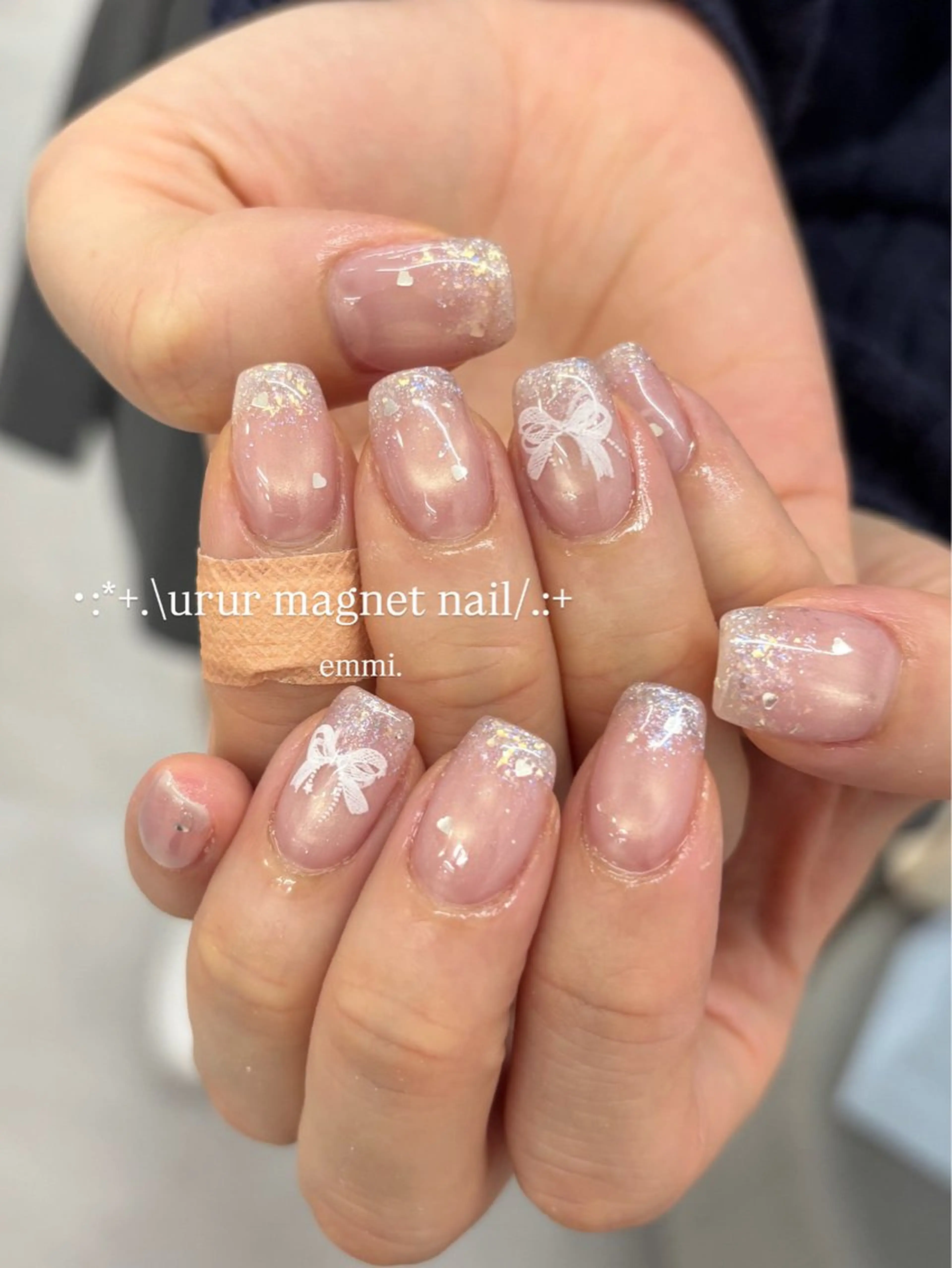 ネイル チークネイル フラッシュネイル フレンチネイル ガーリー 氷ネイル・うるうるネイル ハンドネイル GO TODAY SHAiRE SALON 表参道colore店所属・emmi nailのネイルデザイン