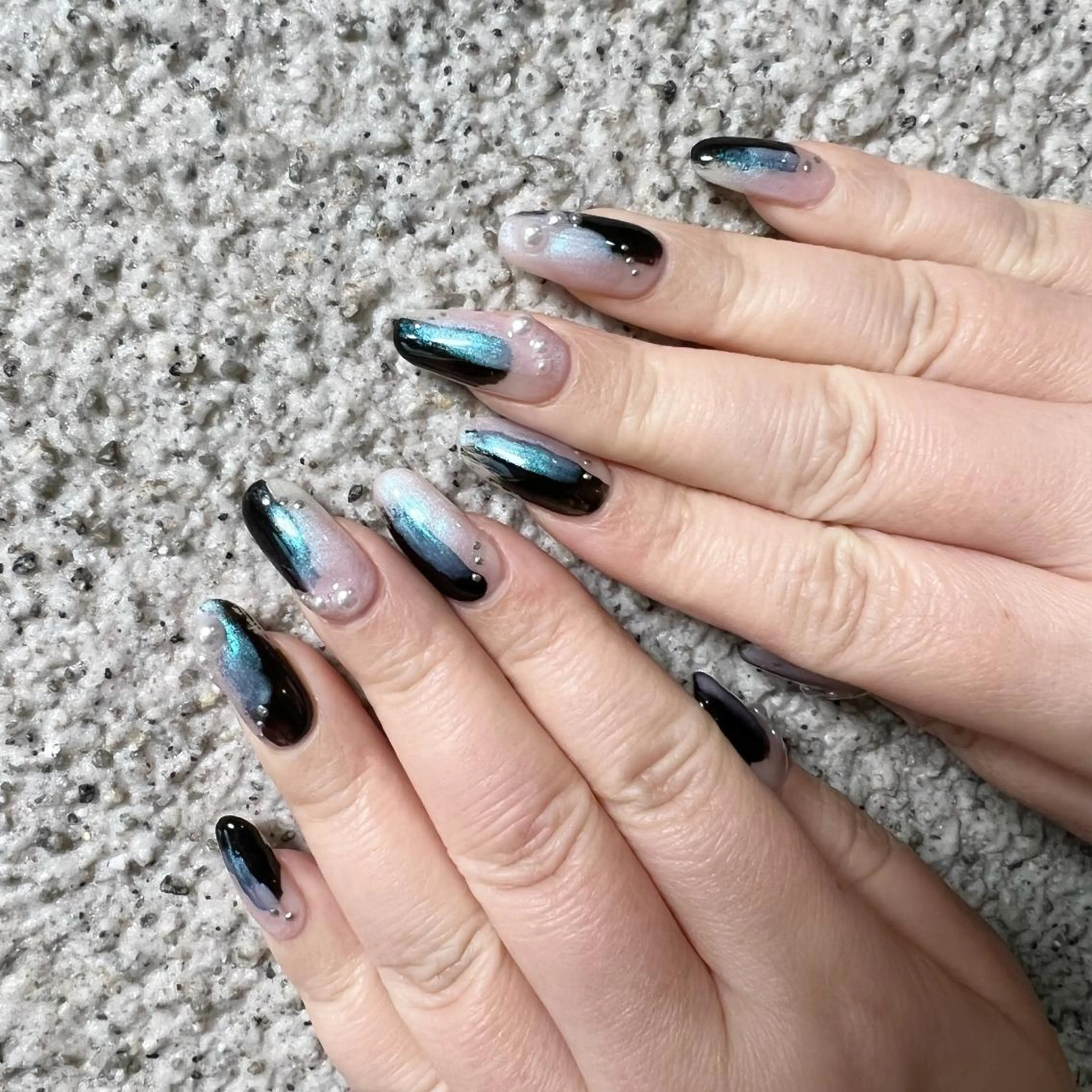 ネイル アートネイル フレンチネイル ジェルネイル グリーン ハート ハンドネイル フットネイル nail salon mieux(ミュー)のネイルデザイン