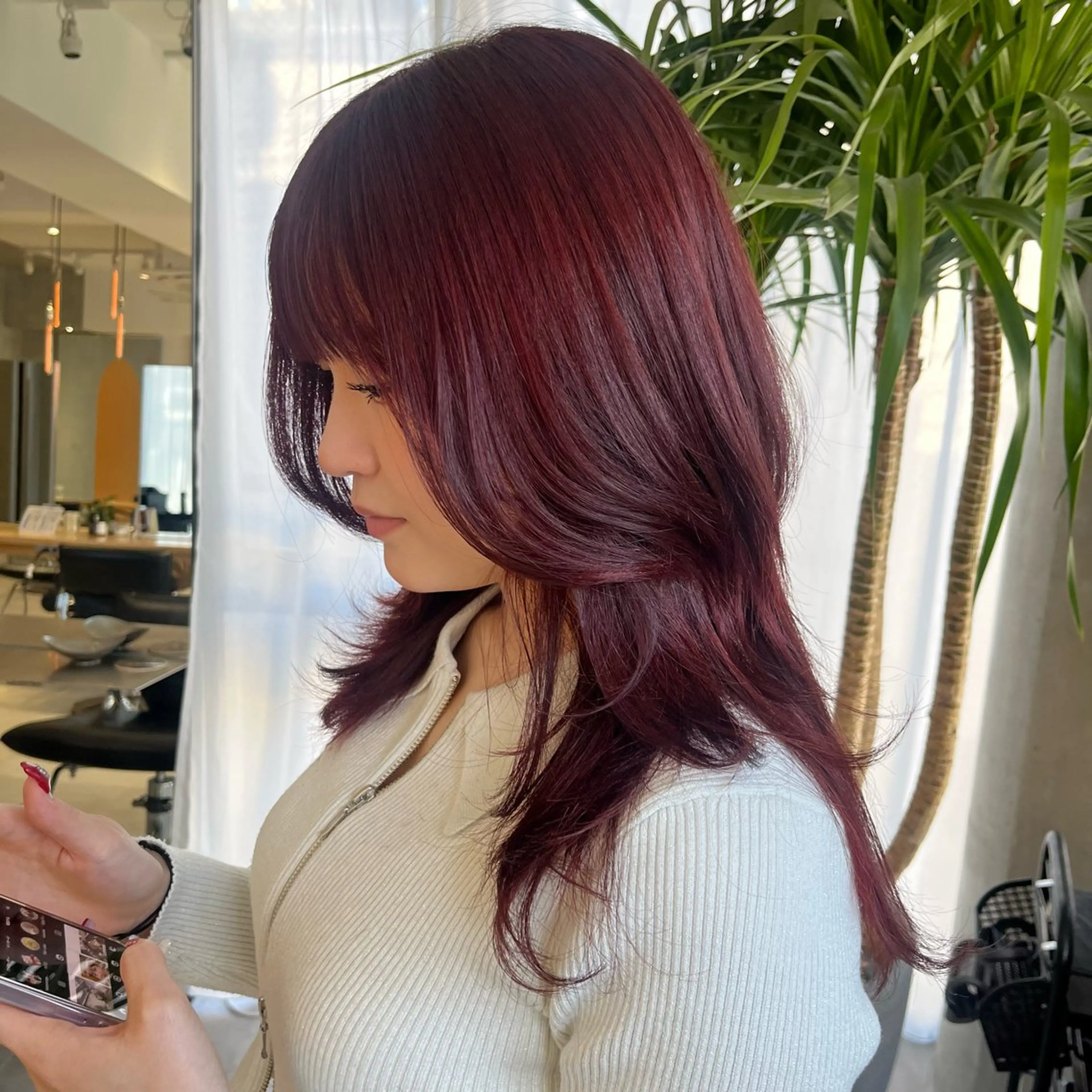 ロング カラー ブリーチ ダブルカラー ブリーチなしカラー レッドカラー ナミ🩶暗髪/暖色 ❤️/透明感/縮毛のヘアスタイル