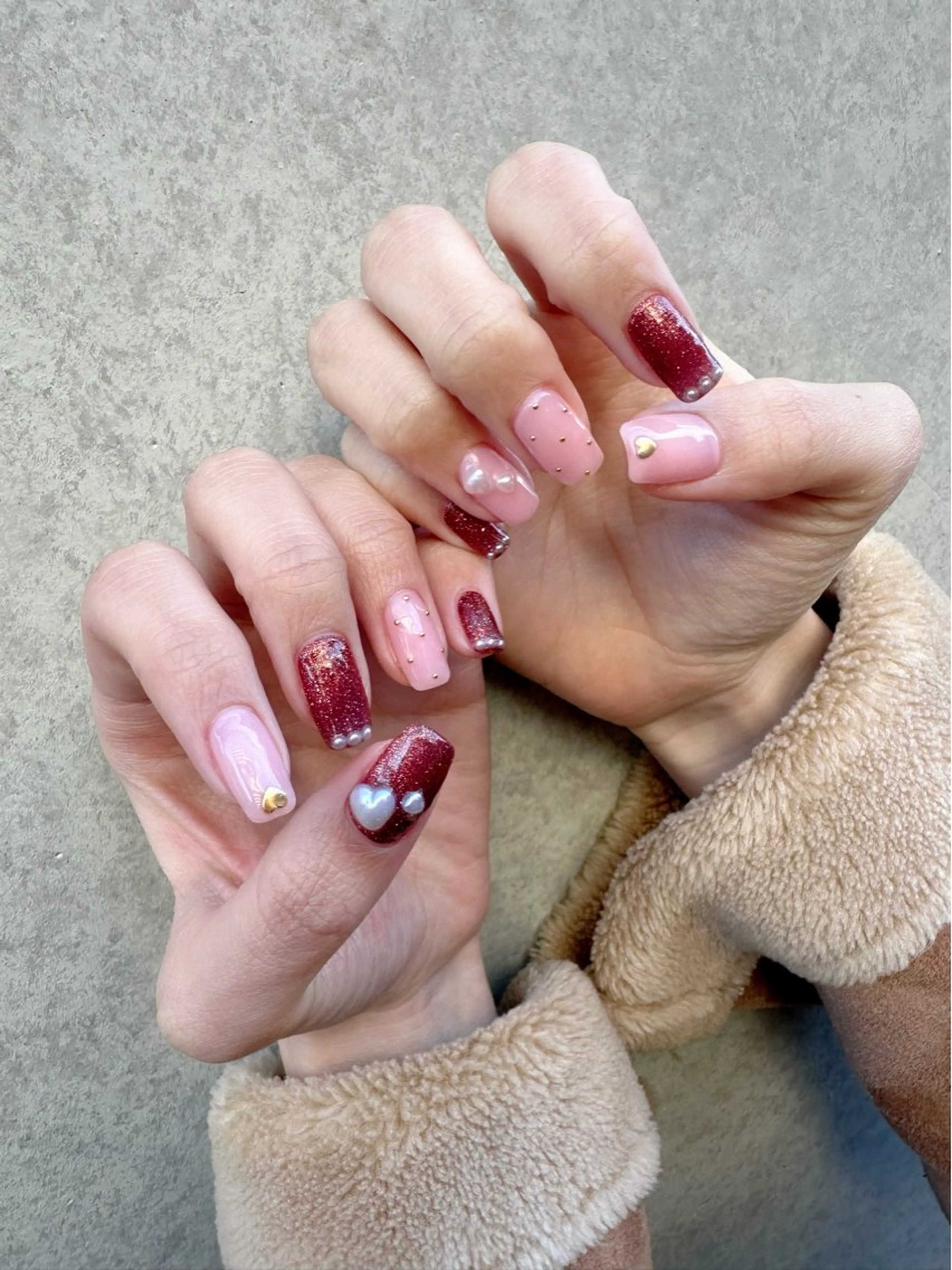 ネイル ハート 氷ネイル・うるうるネイル 韓国ネイル ニュアンスネイル ピンク 🪞KAPE NAIL 🪞のネイルデザイン