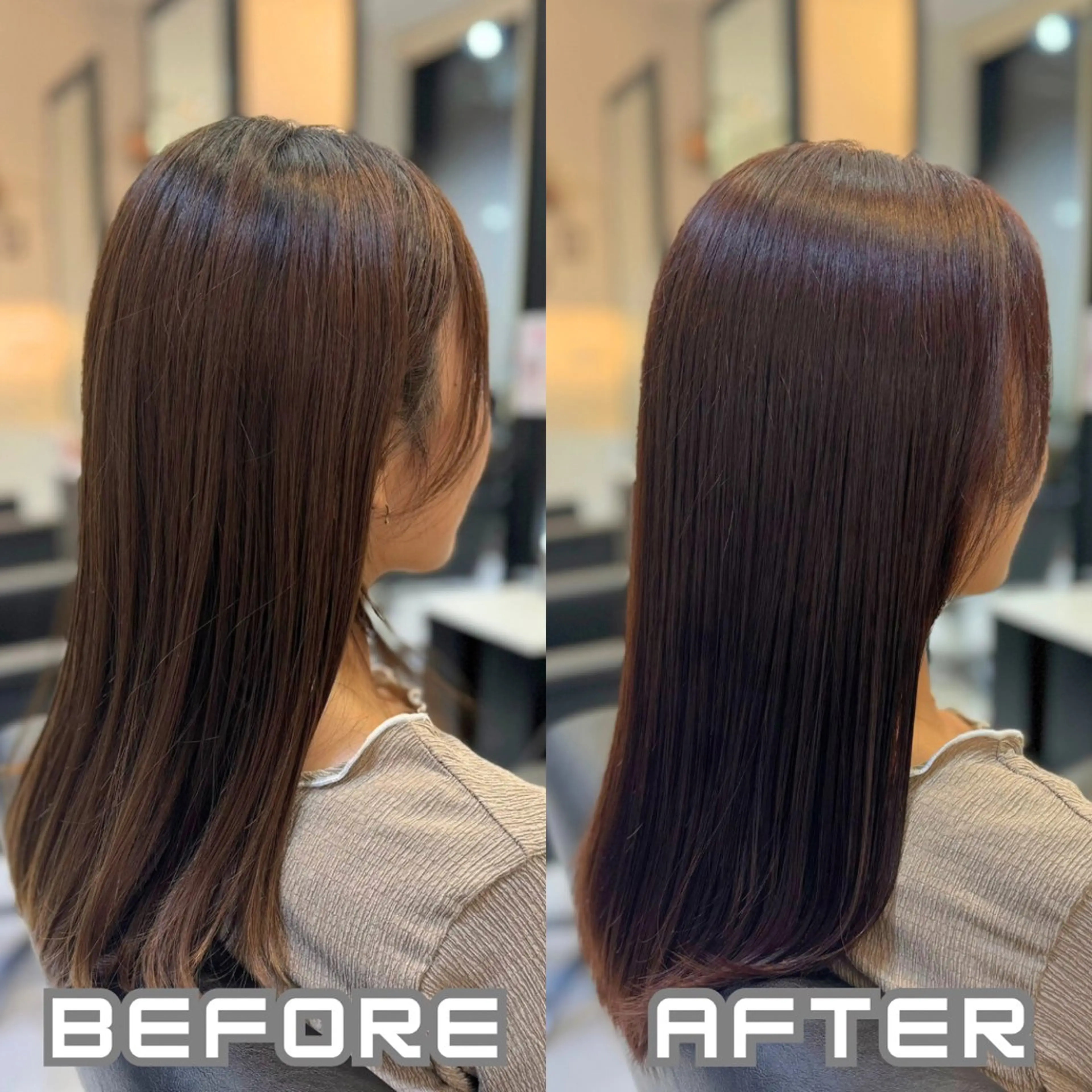 ロング カット ヘアカラー トリートメント YASU🍎ボブ/ 赤系カラー/髪質改善のヘアスタイル