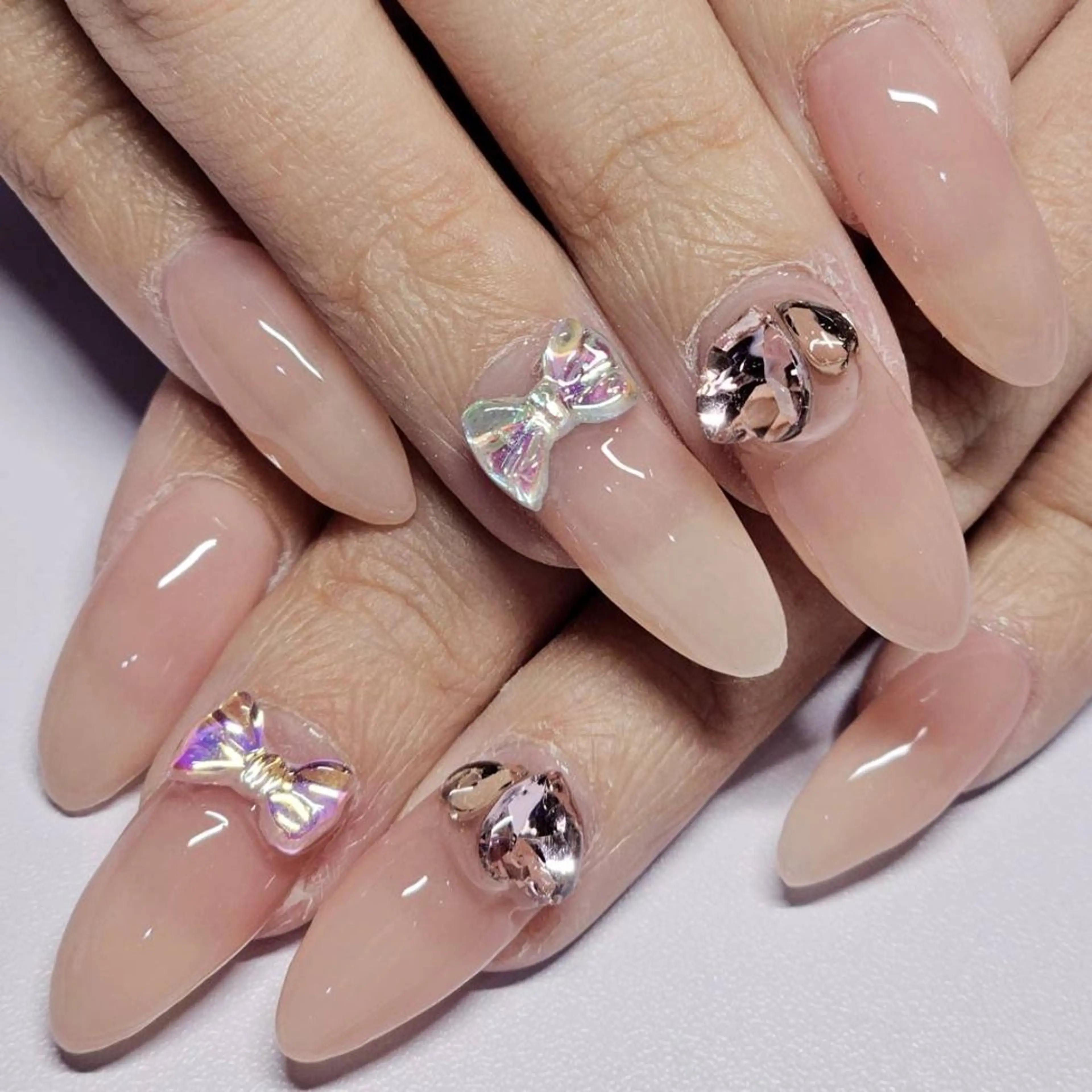 ネイル アートネイル ハート ワンカラーネイル リボン バレンタイン ハンドネイル よしだ ひろきのネイルデザイン