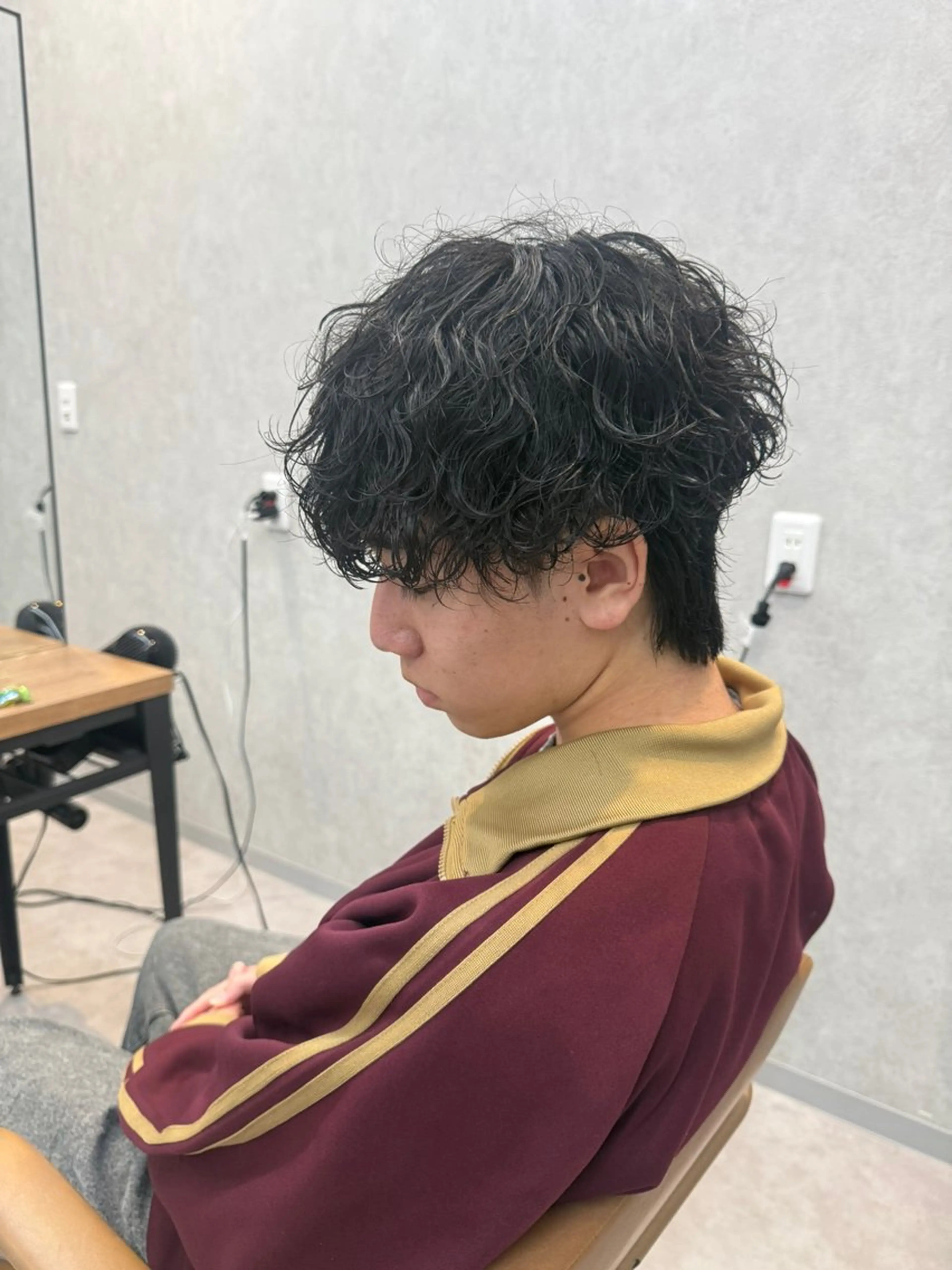 ショート パーマ メンズ メンズパーマ 波巻きパーマ ショートヘア カット パーマ メンズパーマ/波巻き パーマ/シャドウのヘアスタイル