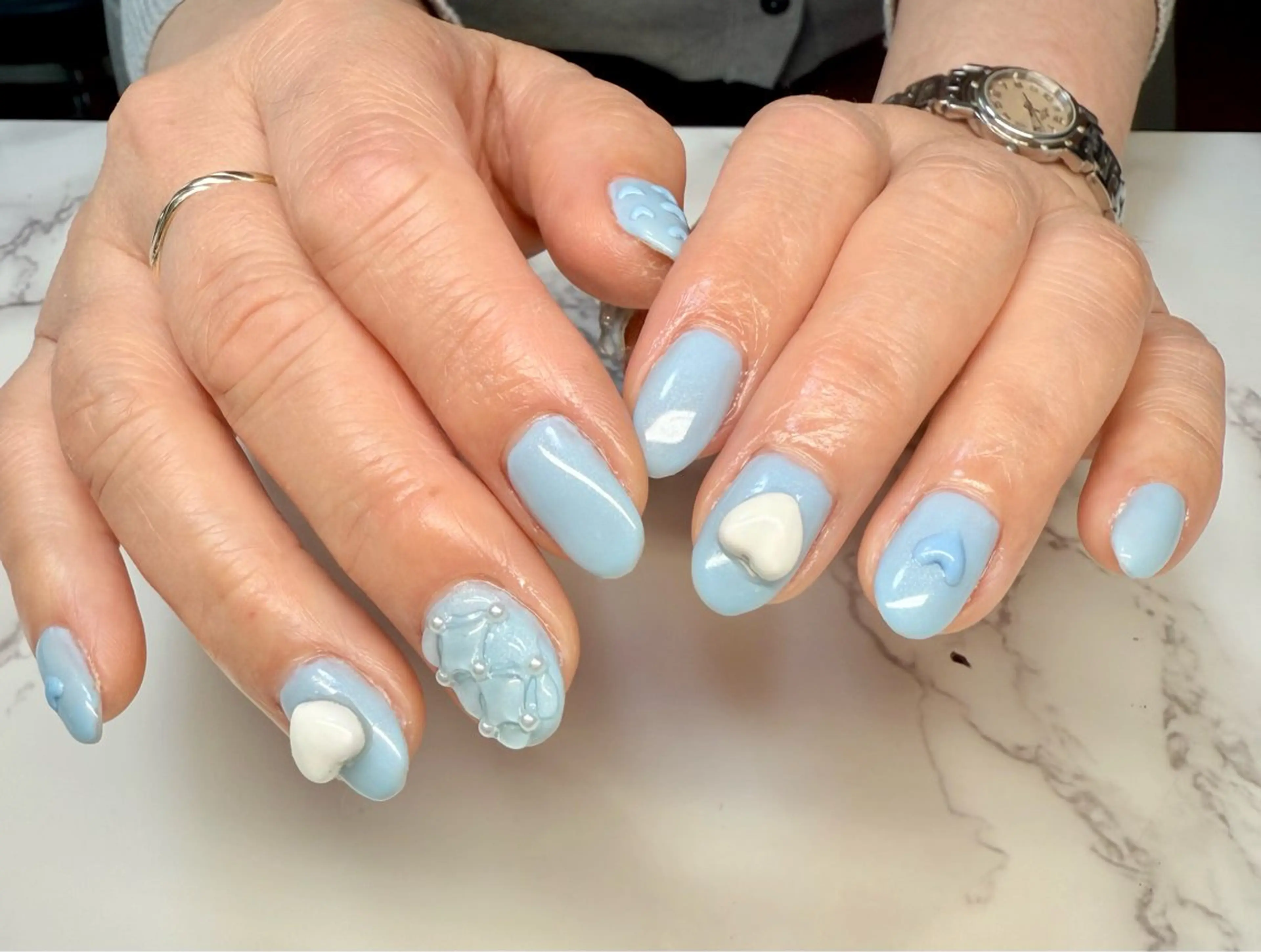 ネイル アートネイル チークネイル フレンチネイル 氷ネイル・うるうるネイル キラキラネイル M.N_ nailのネイルデザイン