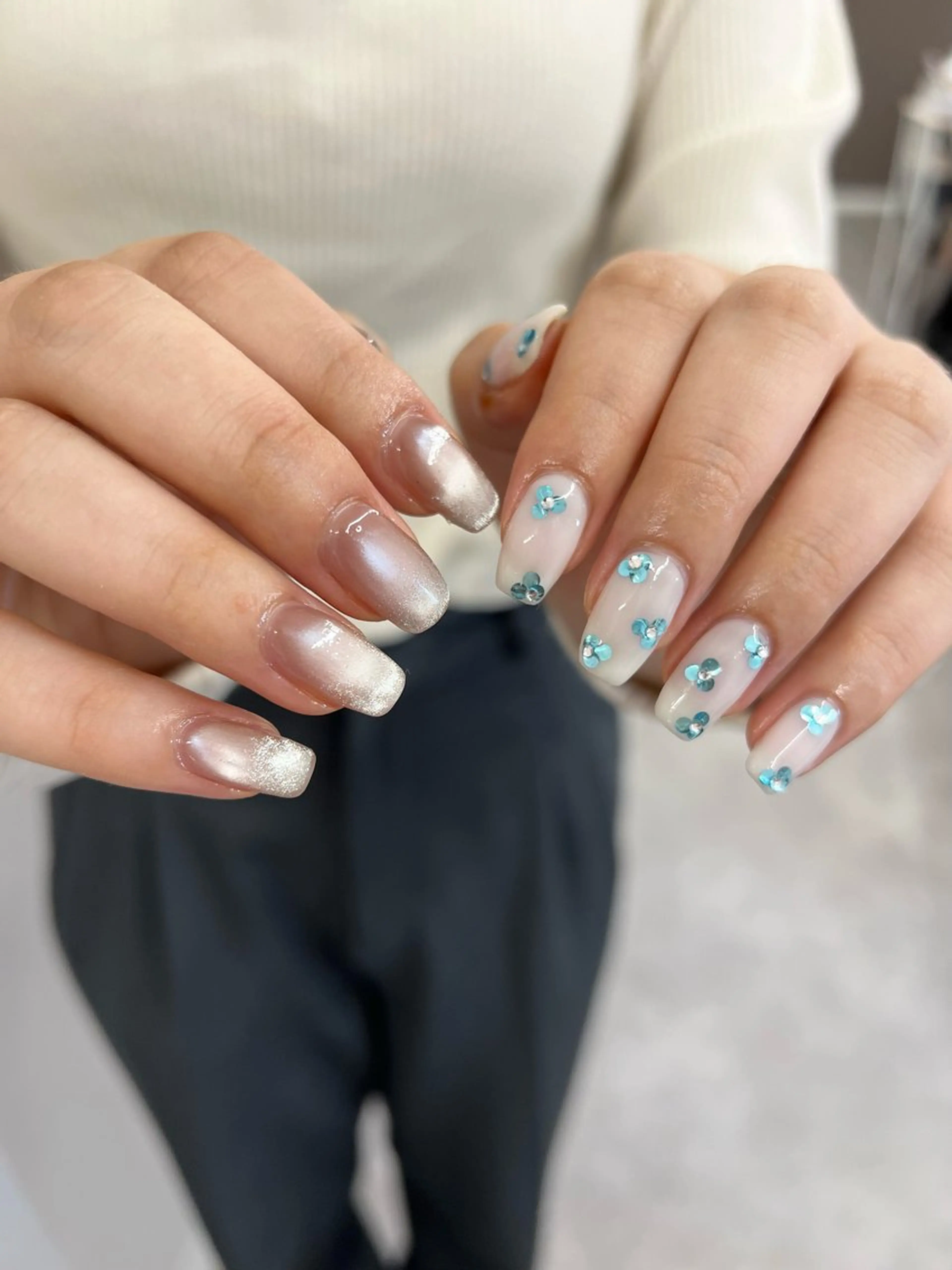 ネイル ジェルネイル グラデーション マグネットネイル ニュアンスネイル パラジェル ハンドネイル ハンドケア Bana_ Nailのネイルデザイン