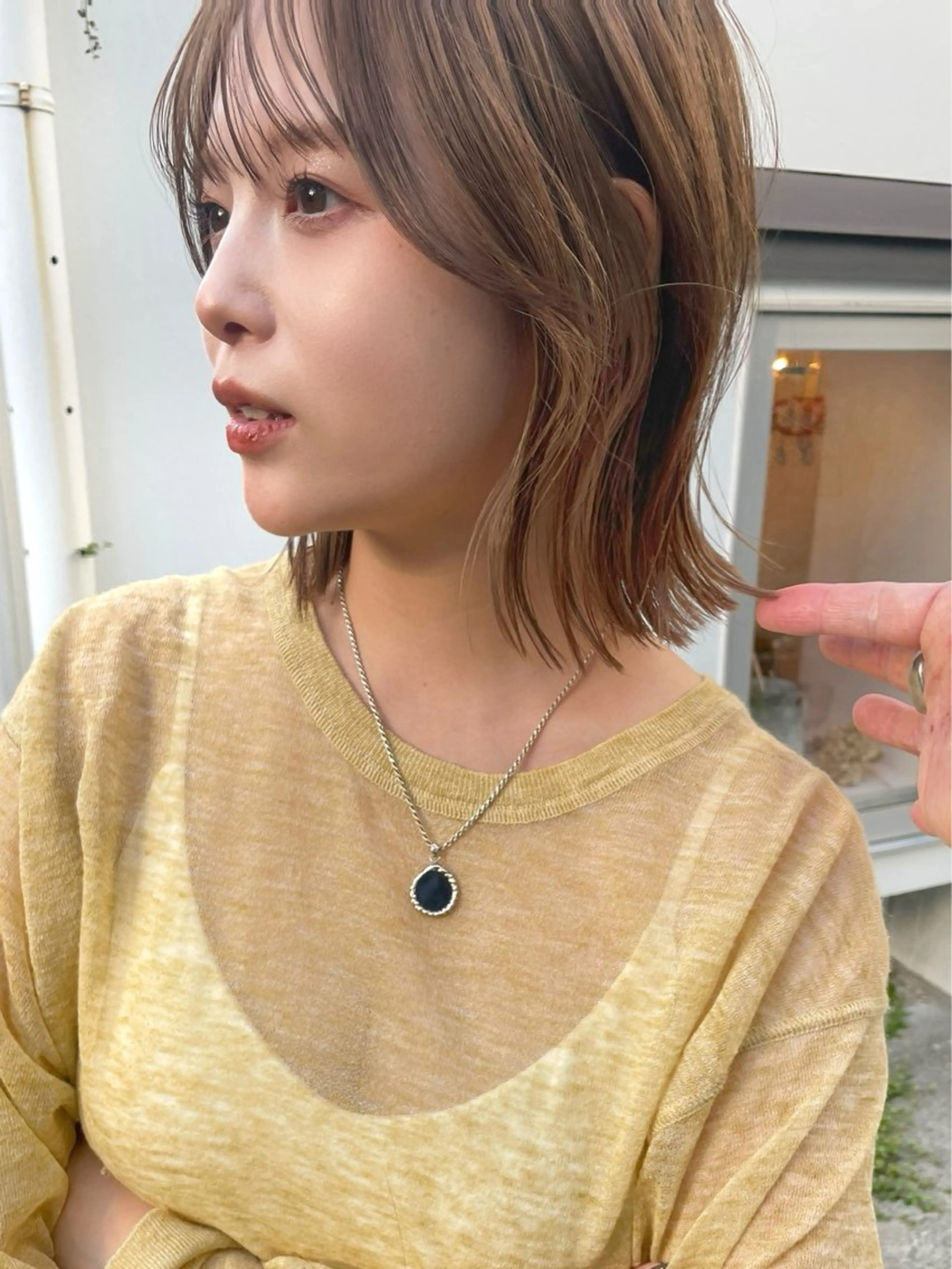 ショート カラー 切りっぱなしボブ ボブレイヤー ボブ くびれヘア 顔まわりレイヤー カット ヘアカラー 結べるレイヤーボブ くびれLady表参道のヘアスタイル