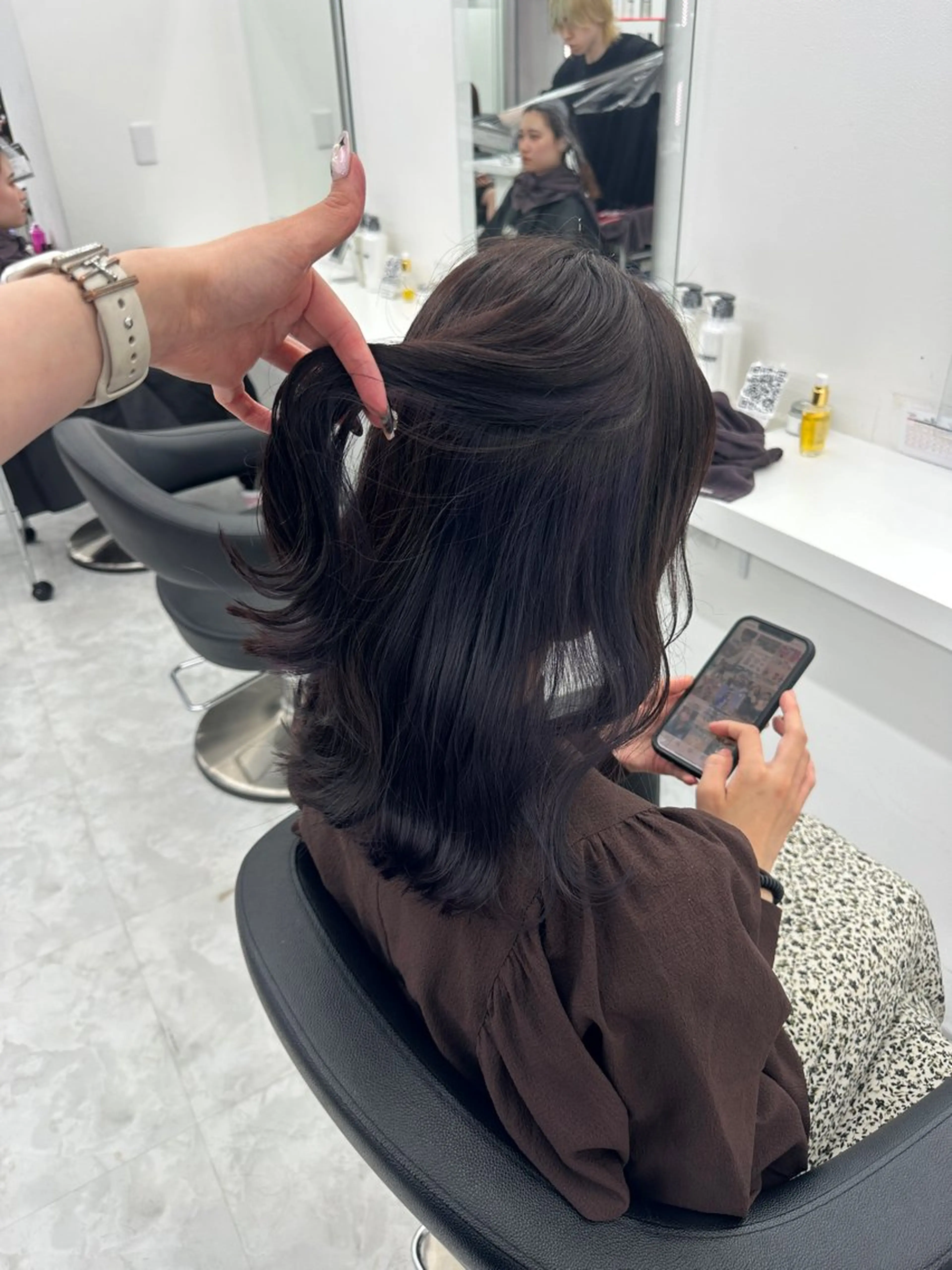 ロング カラー パーマ ヘアアレンジ メンズ キッズ ♥️韓国ヘア レイヤー♥️ゆりのヘアスタイル