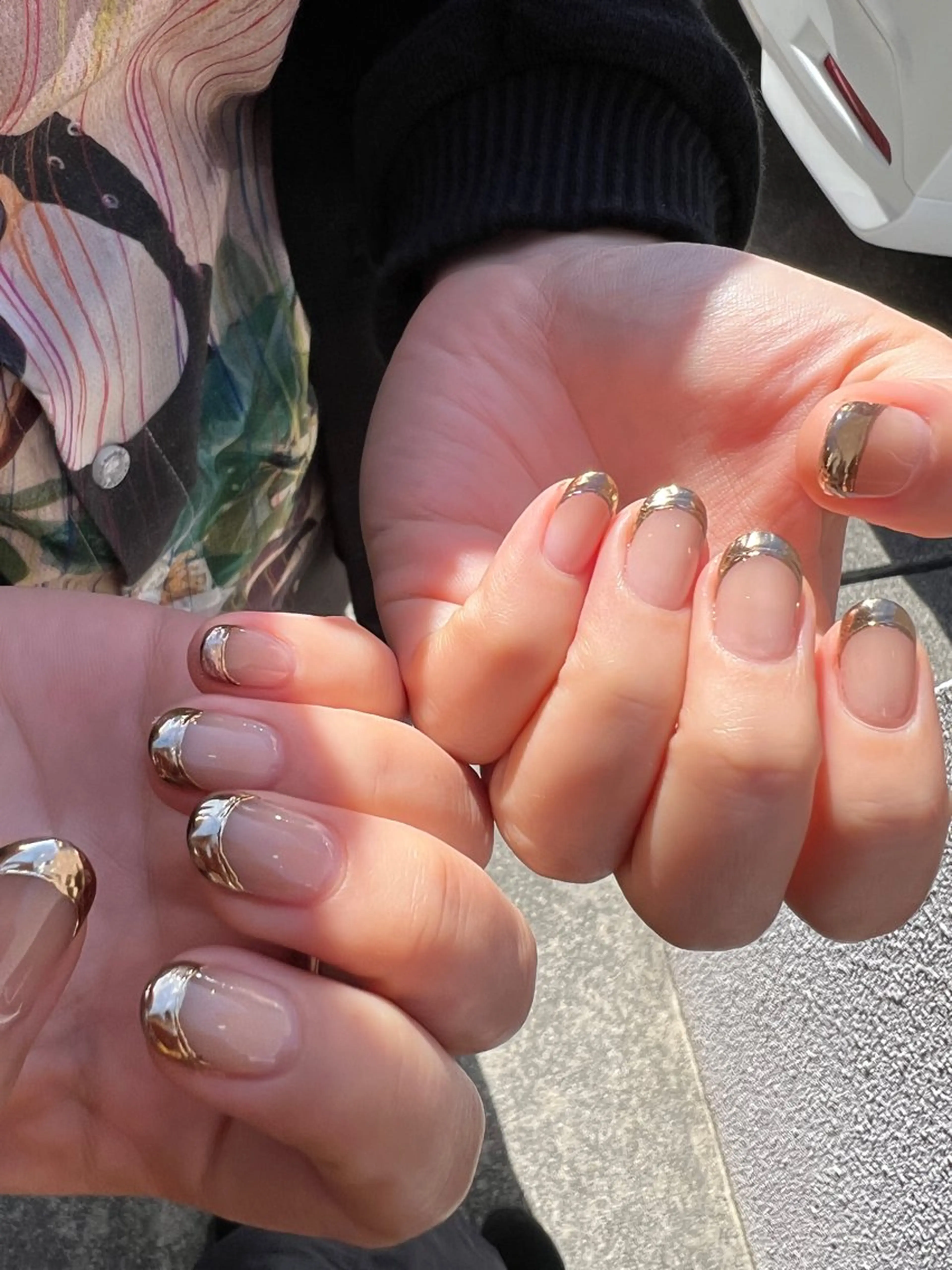 ネイル フレンチネイル ミラーネイル Ri.nail オクマトモカのネイルデザイン