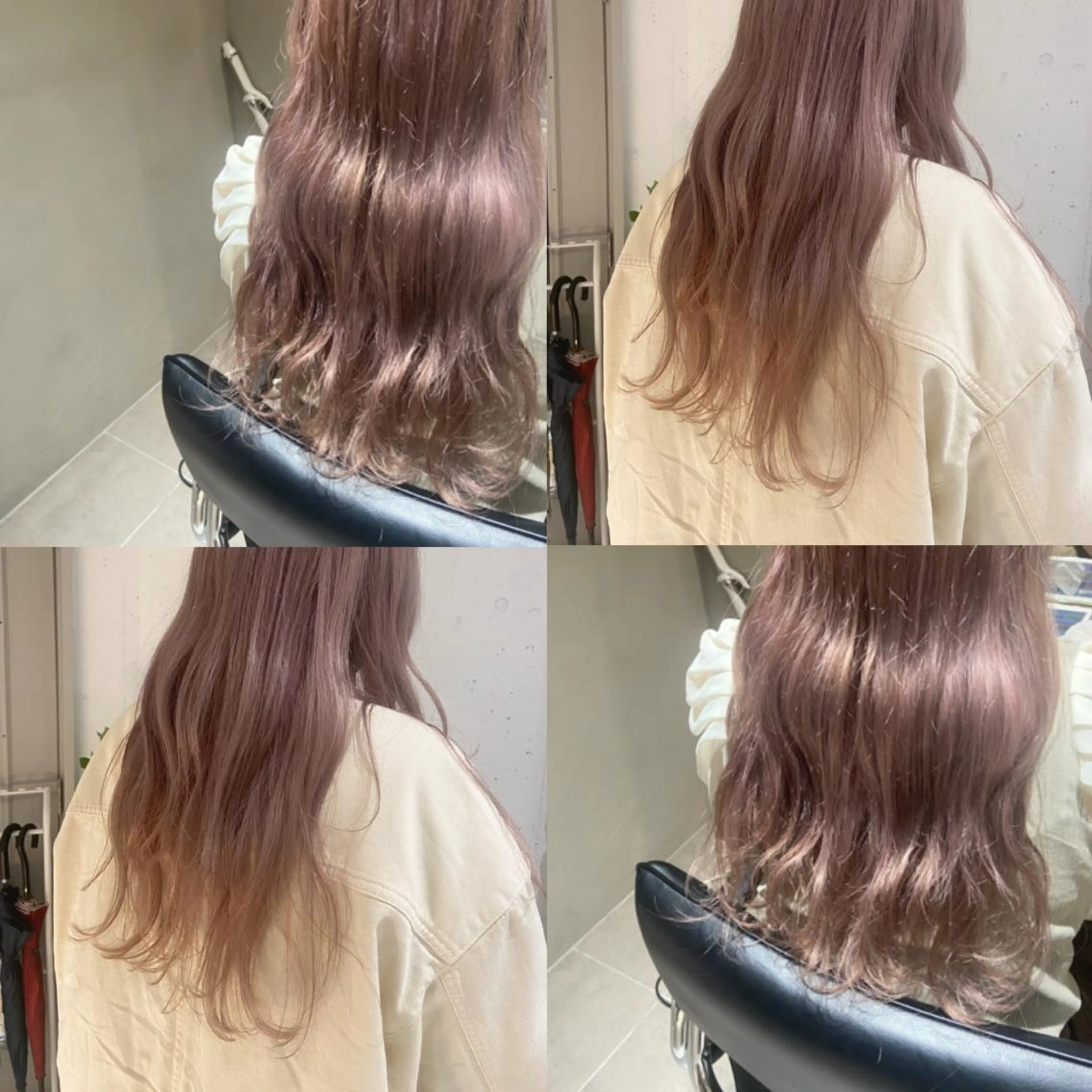 ロング カラー ベージュカラー ダブルカラー ハイトーンカラー ミルクティーベージュ カジュアルを女っぽく 𝗮𝘆𝗮𝗰𝗼のヘアスタイル