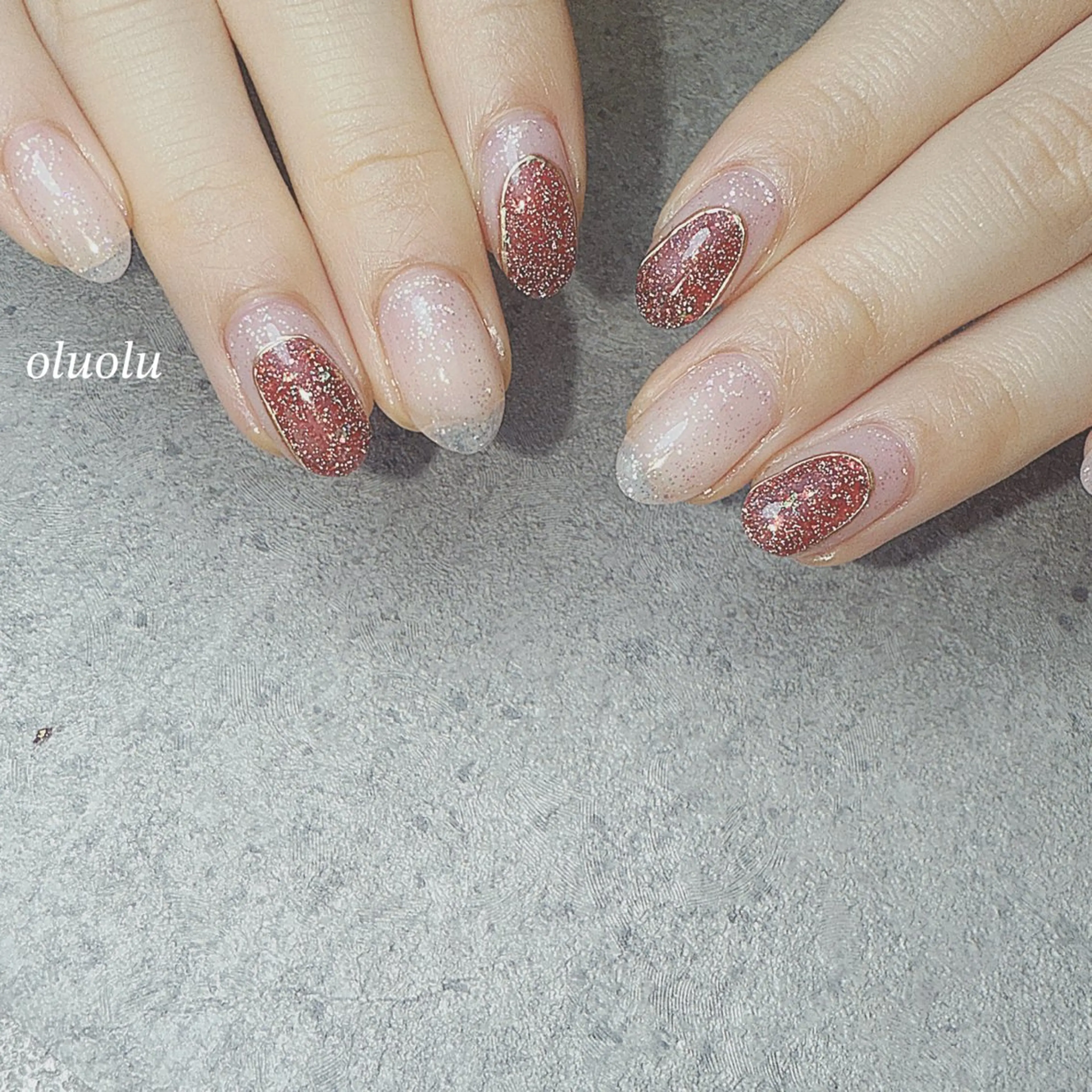 ネイル フラッシュネイル フレンチネイル ジェルネイル キラキラネイル ハンドネイル 大村 紬華のネイルデザイン