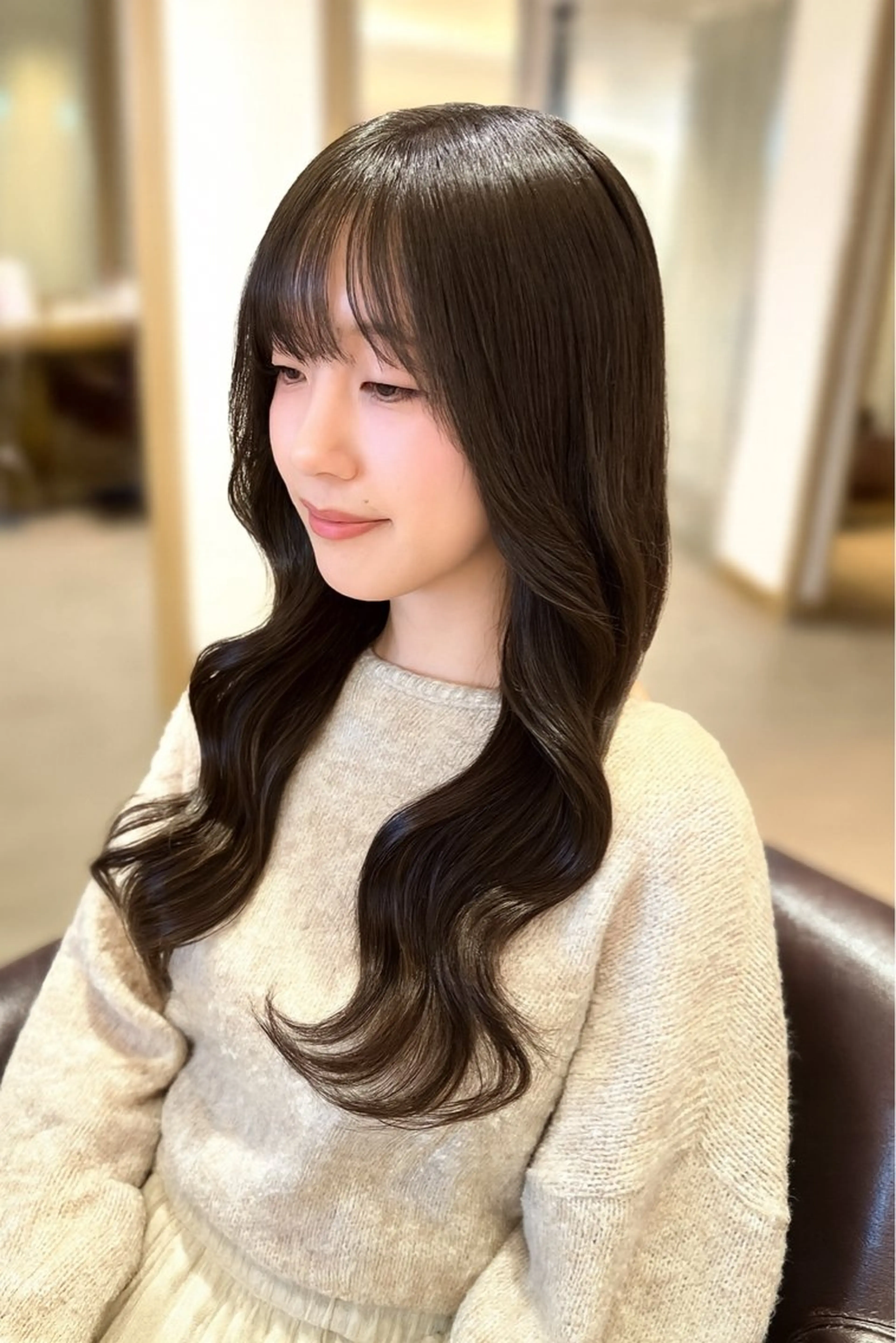 ミディアム 韓国風ﾊﾟｰﾏ❁﻿ fu-ka❁艶ｶﾗｰのヘアスタイル