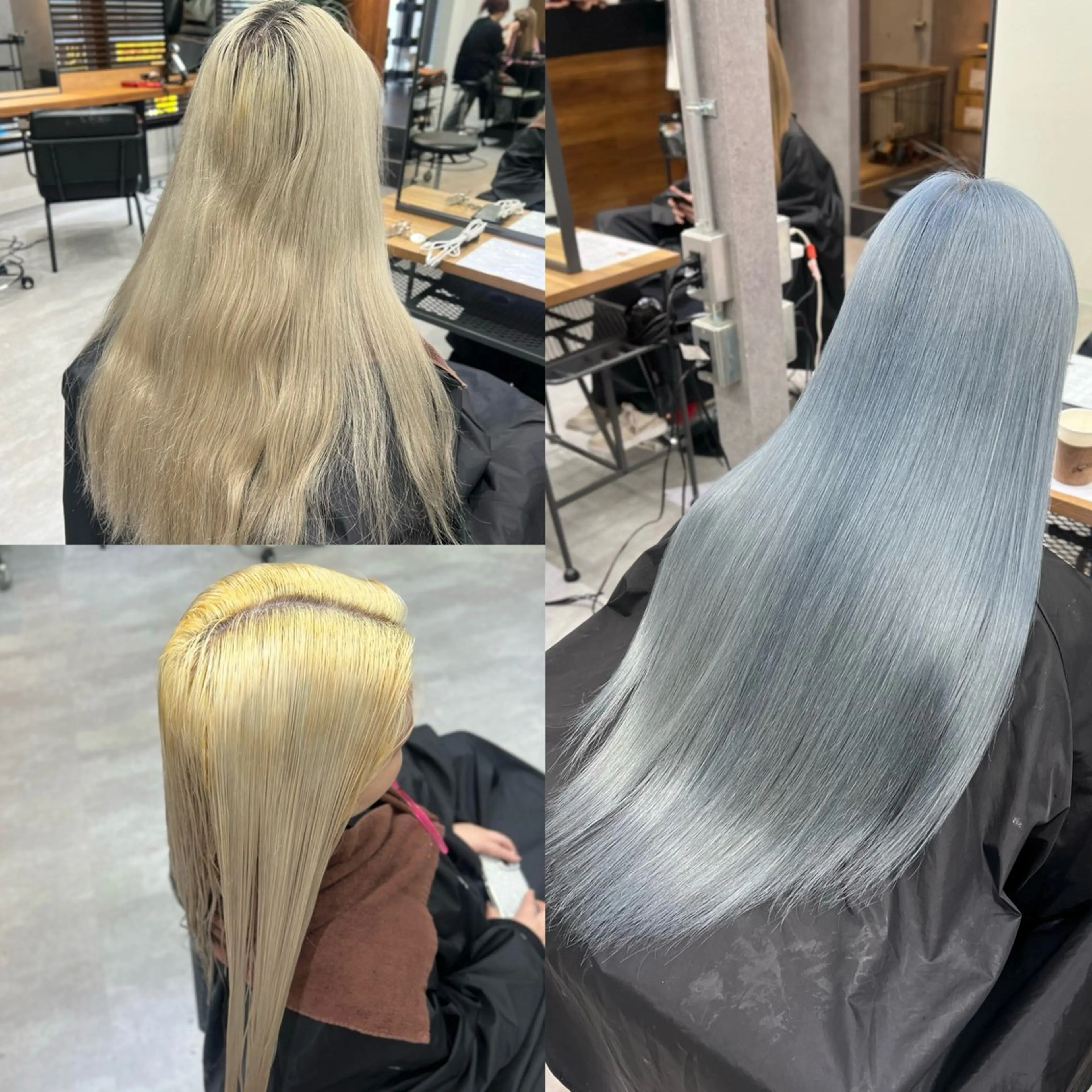 ロング カラー シールエクステ ブリーチ ブルーカラー 透明感カラー デザインカラー カットモデル募集 八王子/kyocoのヘアスタイル