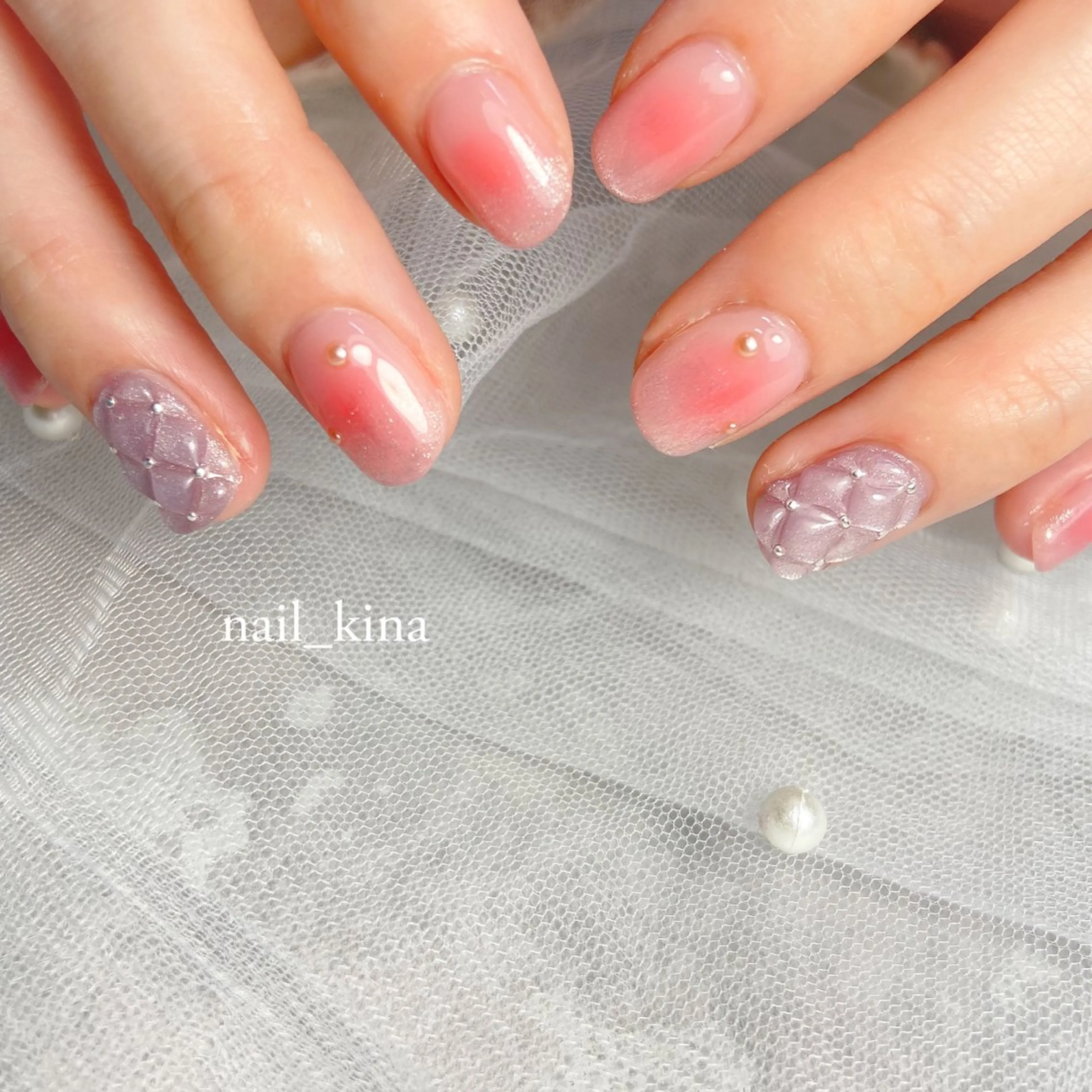 ネイル チークネイル オフィスネイル 冬ネイル ハンドネイル nail_ kinaのネイルデザイン