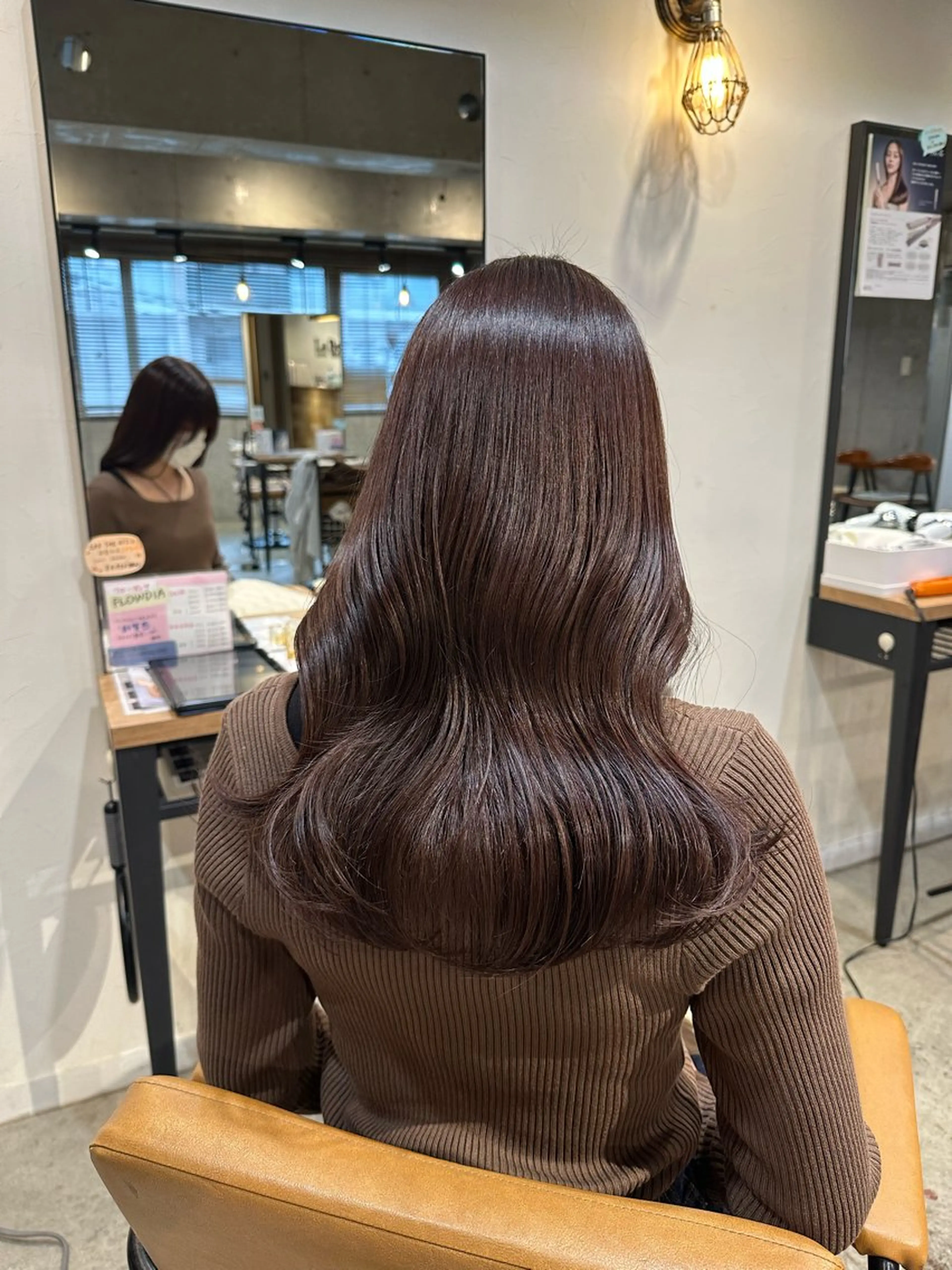 ロング ピンクブラウン カット ヘアカラー トリートメント ヘッドスパ 韓国レイヤー・ボブ/ 暖色⭐️優香⭐️のヘアスタイル