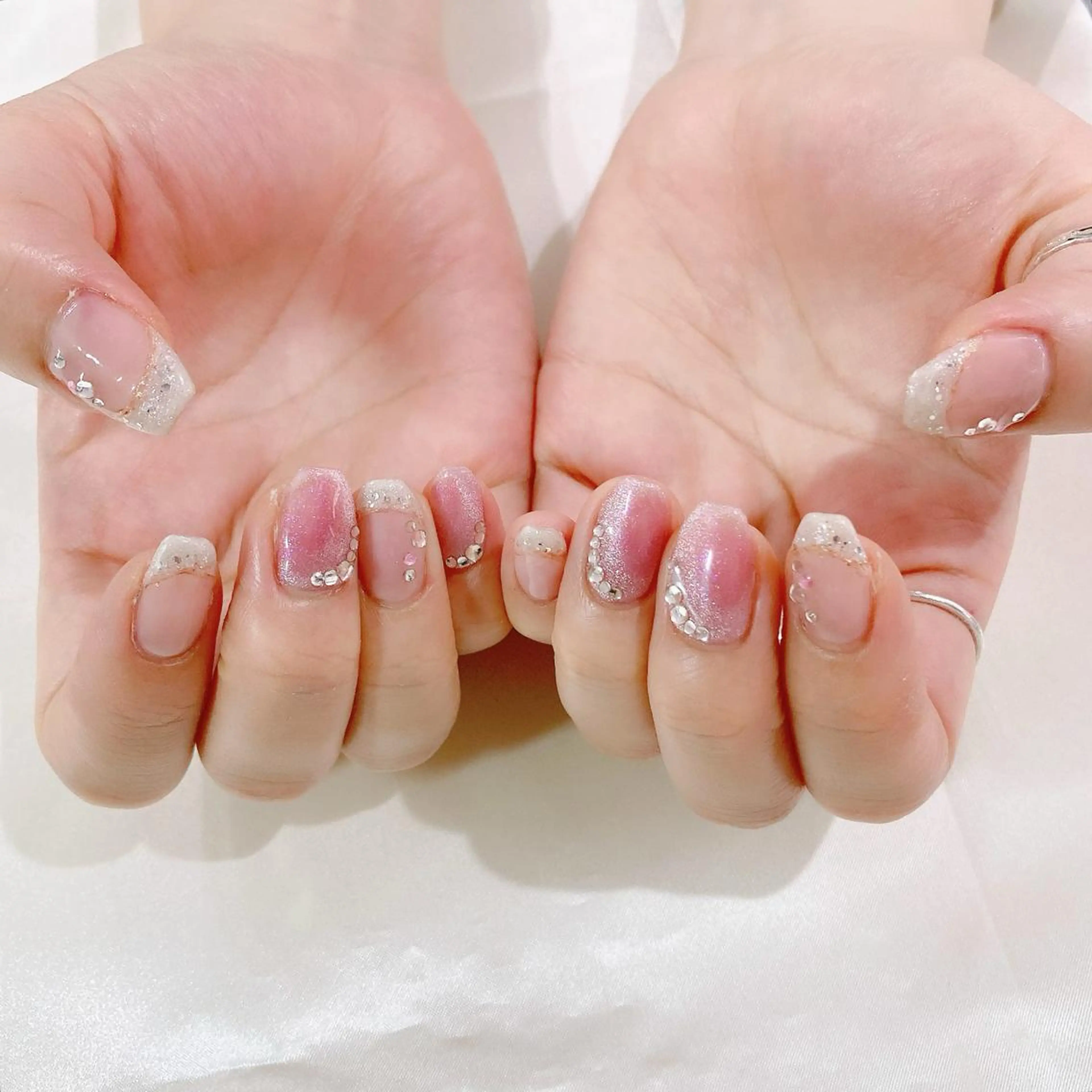 ネイル 入学式 フレンチネイル ジェルネイル キラキラネイル マグネットネイル ハンドネイル Nail Kのネイルデザイン