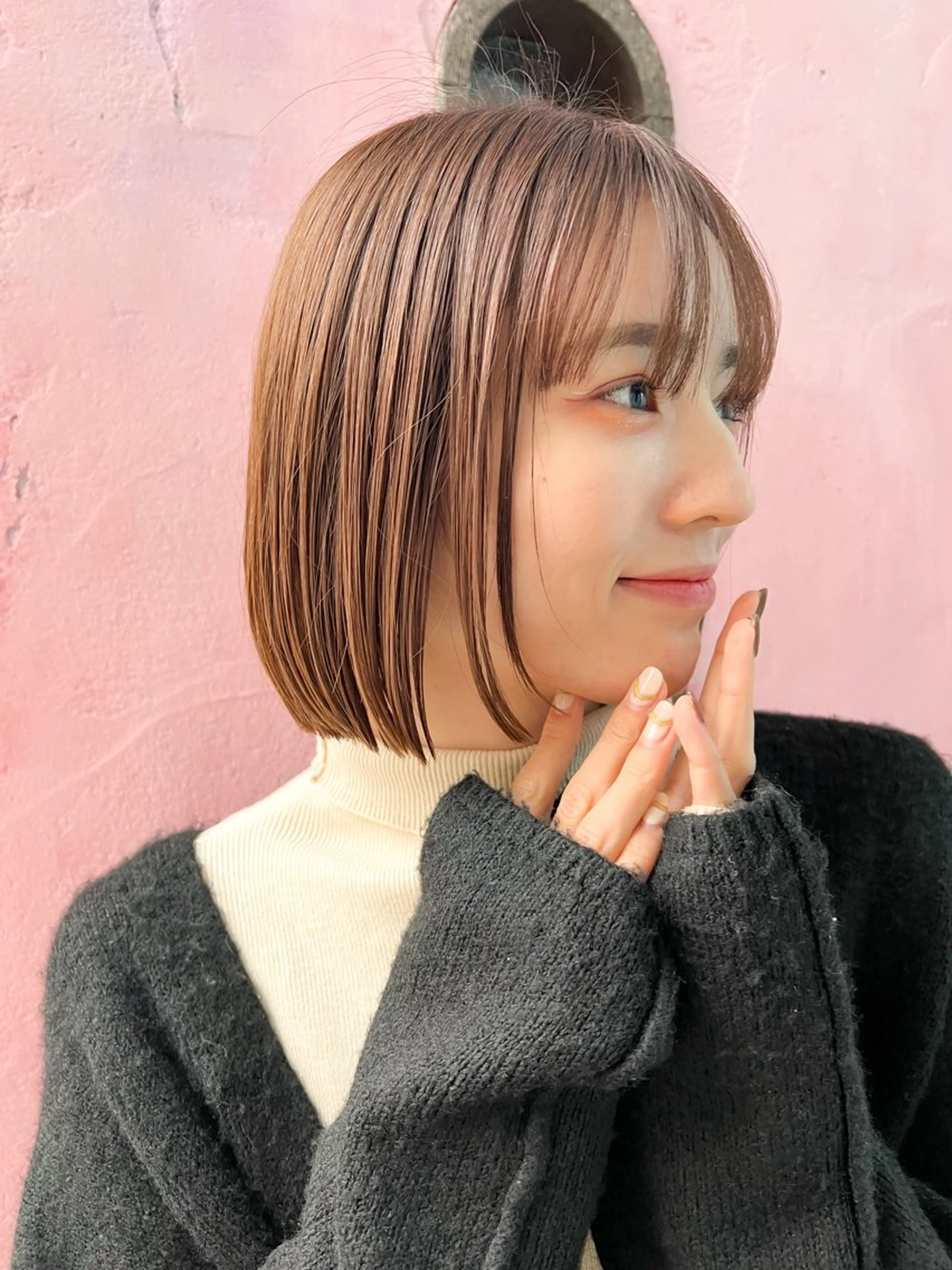 ミディアム カット ヘアカラー トリートメント ❤️🔥ボブ/縮毛 矯正・髪質改善もえるのヘアスタイル
