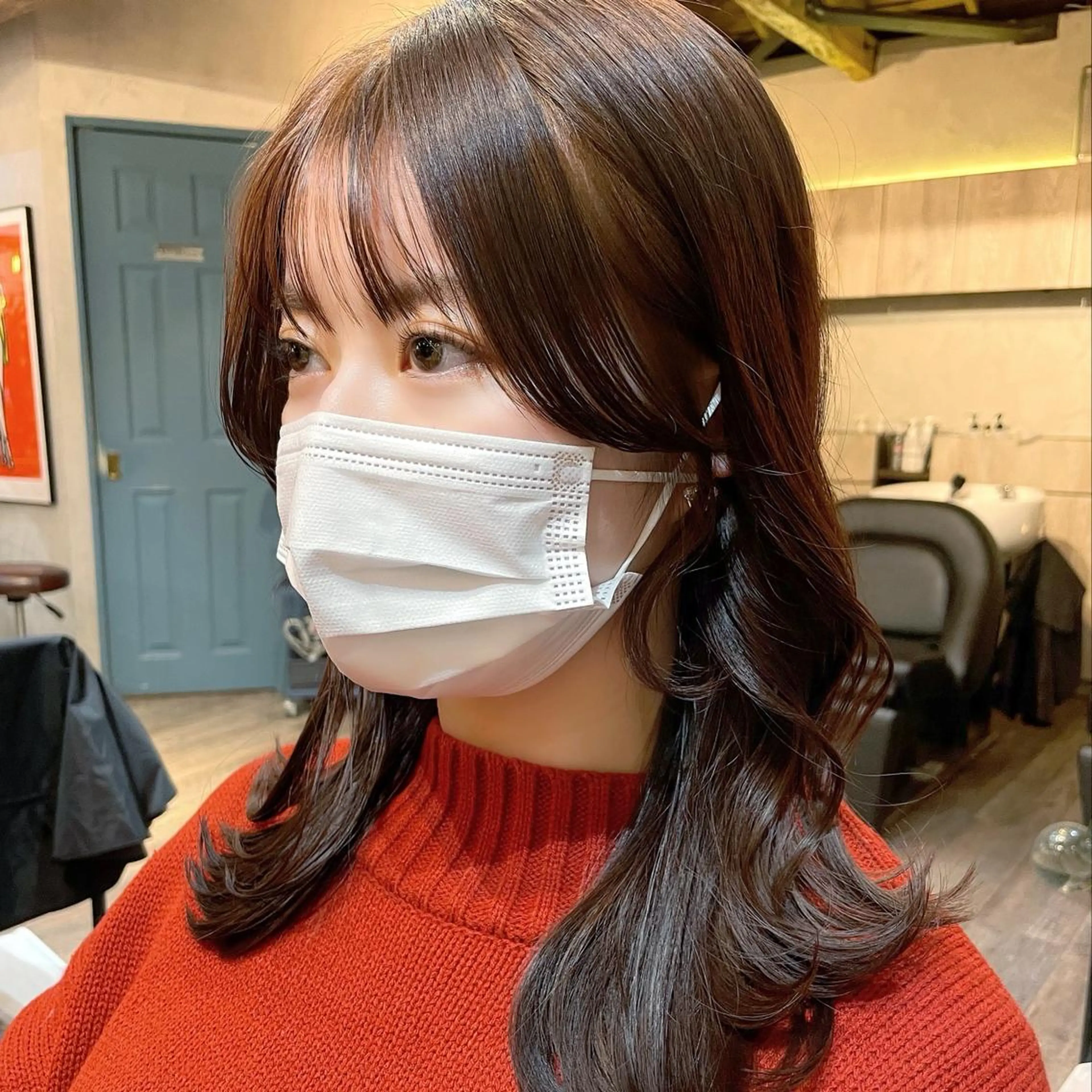ミディアム カラー カット ヘアカラー トリートメント 顔周りカット× 髪質改善【リョウ】のヘアスタイル