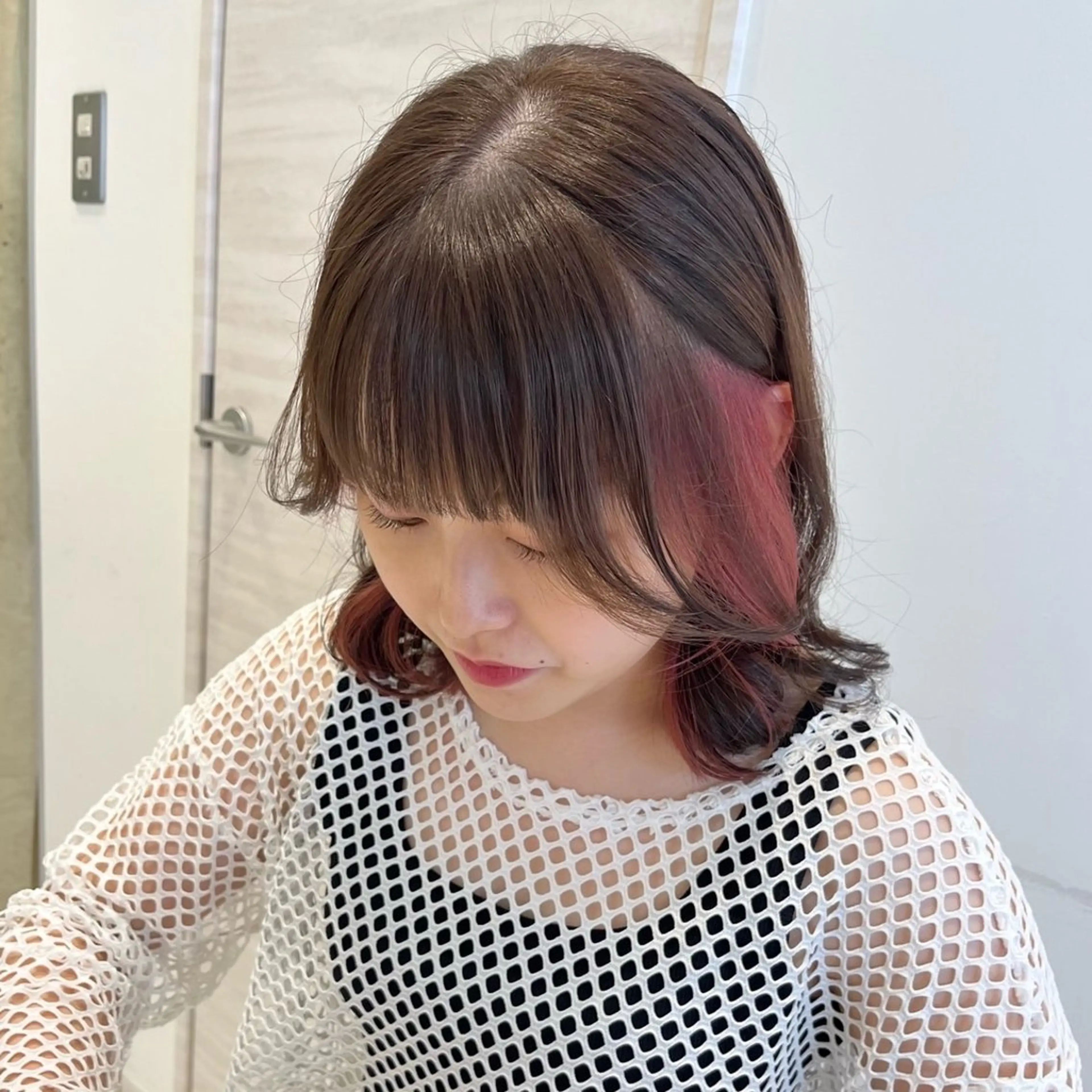 ミディアム カラー Ｆ.まひろ🎀 暖色カラー／ベージュのヘアスタイル