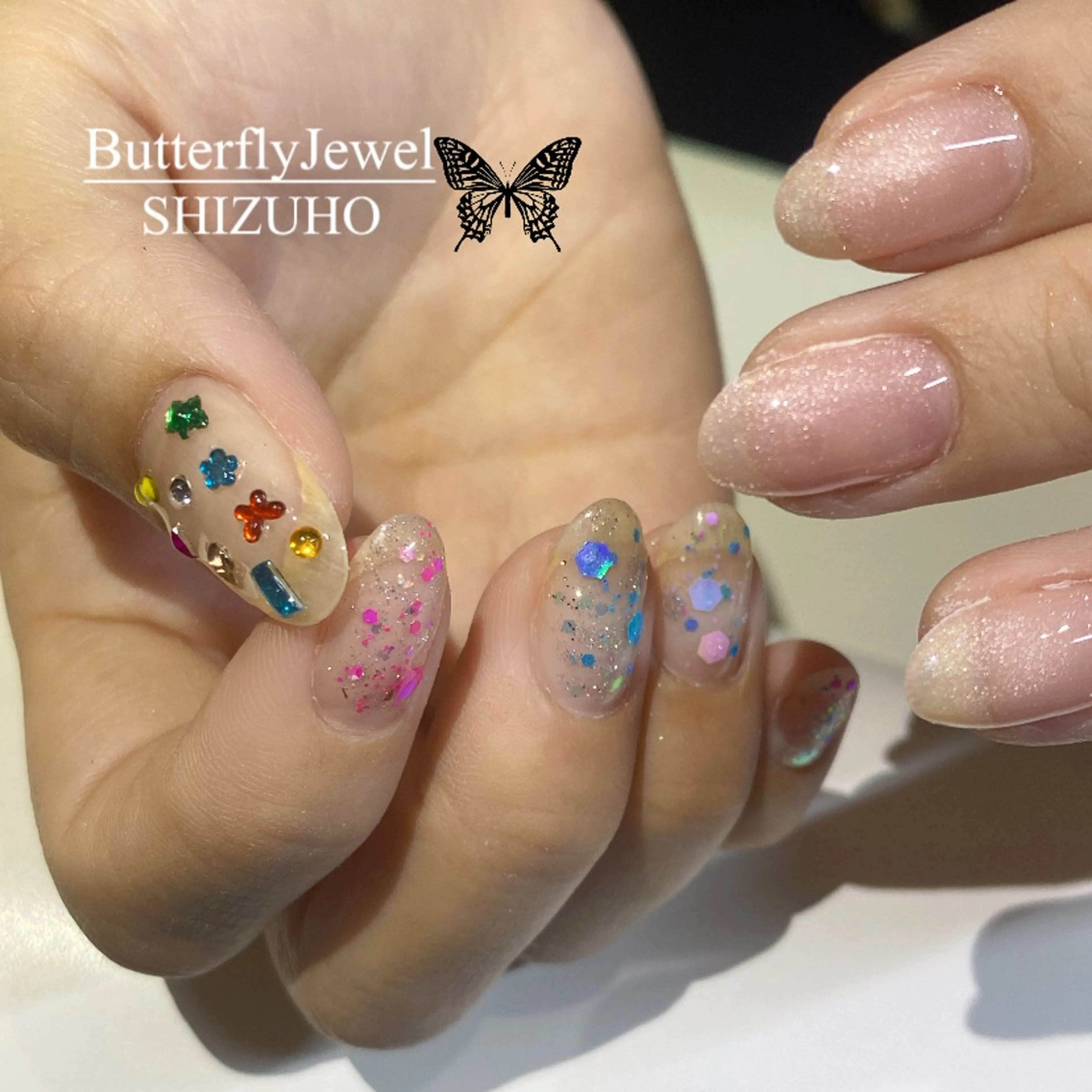 ネイル キラキラネイル ハンドネイル Butterfly Jewel本店 石原のネイルデザイン