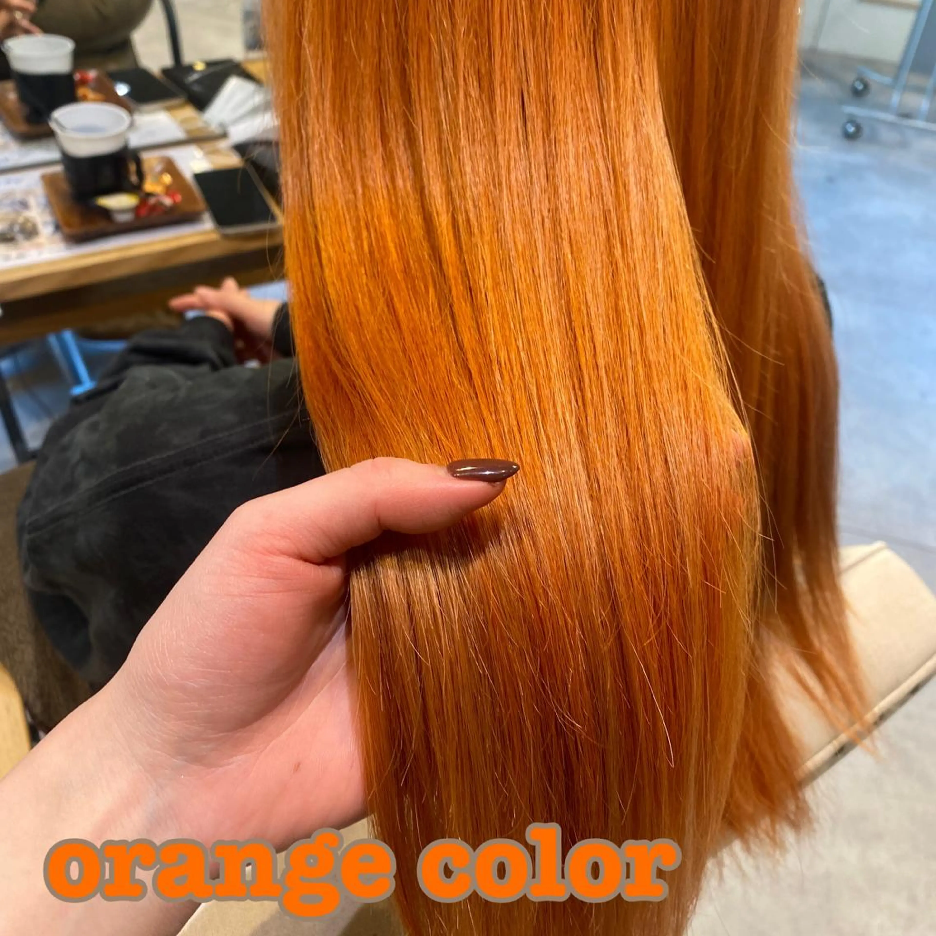 ロング カラー ブリーチ ダブルカラー オレンジ カット ヘアカラー 南上 野々佳のヘアスタイル