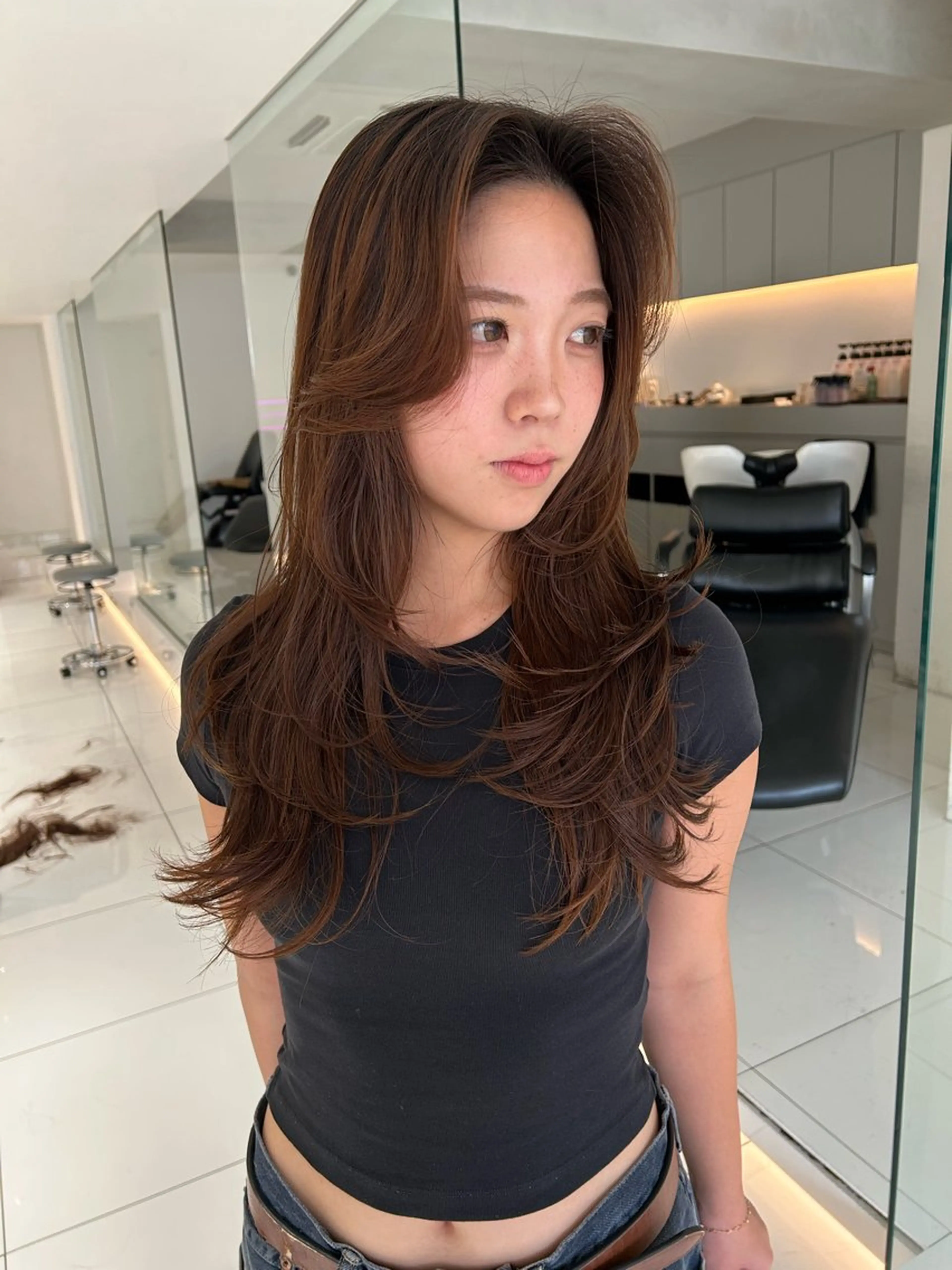 ロング カラー レイヤーカット カット 丸みショート /nagisaのヘアスタイル