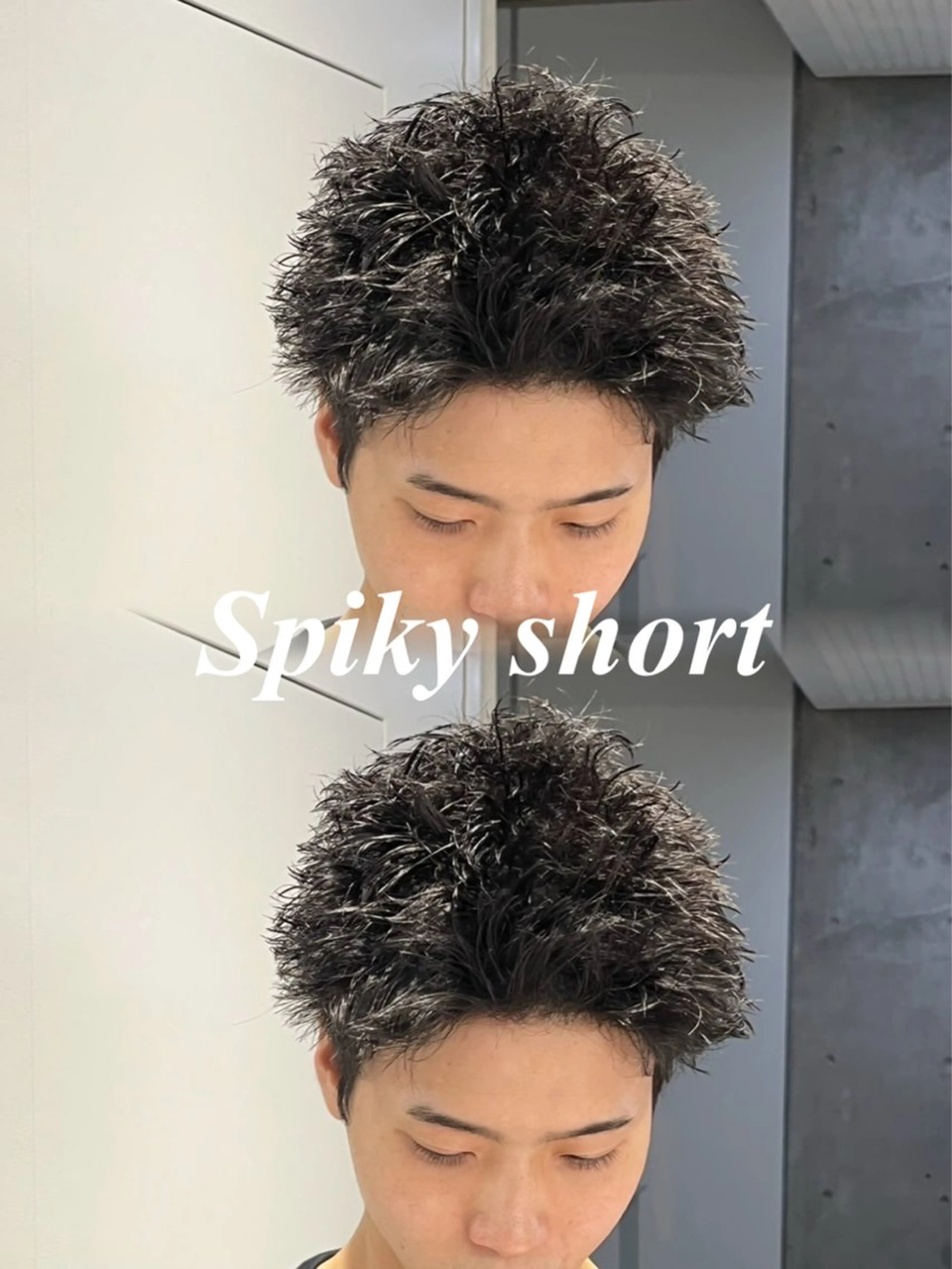 ショート メンズ 波巻きパーマ 朝崎倭斗のヘアスタイル