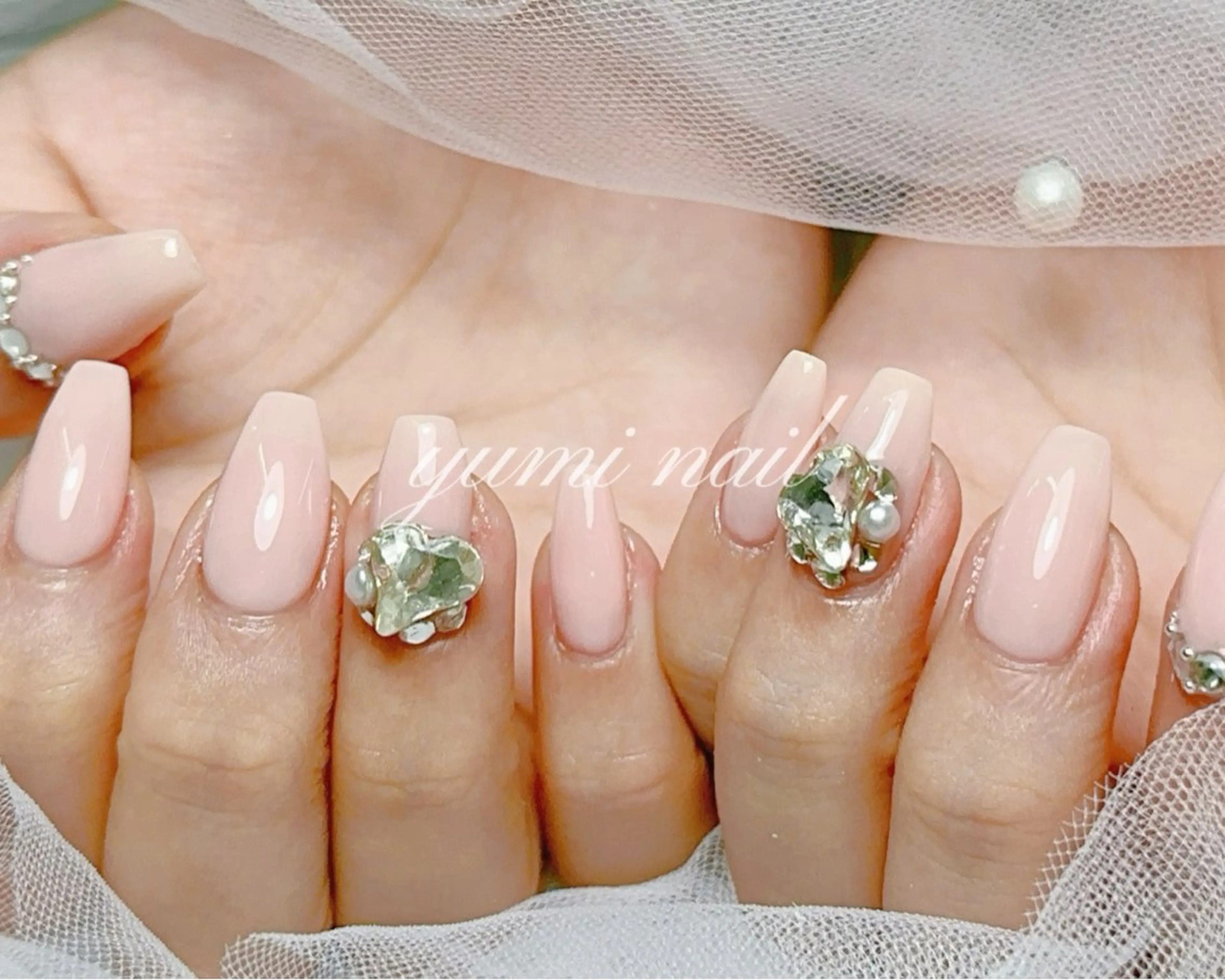 ネイル Yumi ジェル& チップ長さだしのネイルデザイン