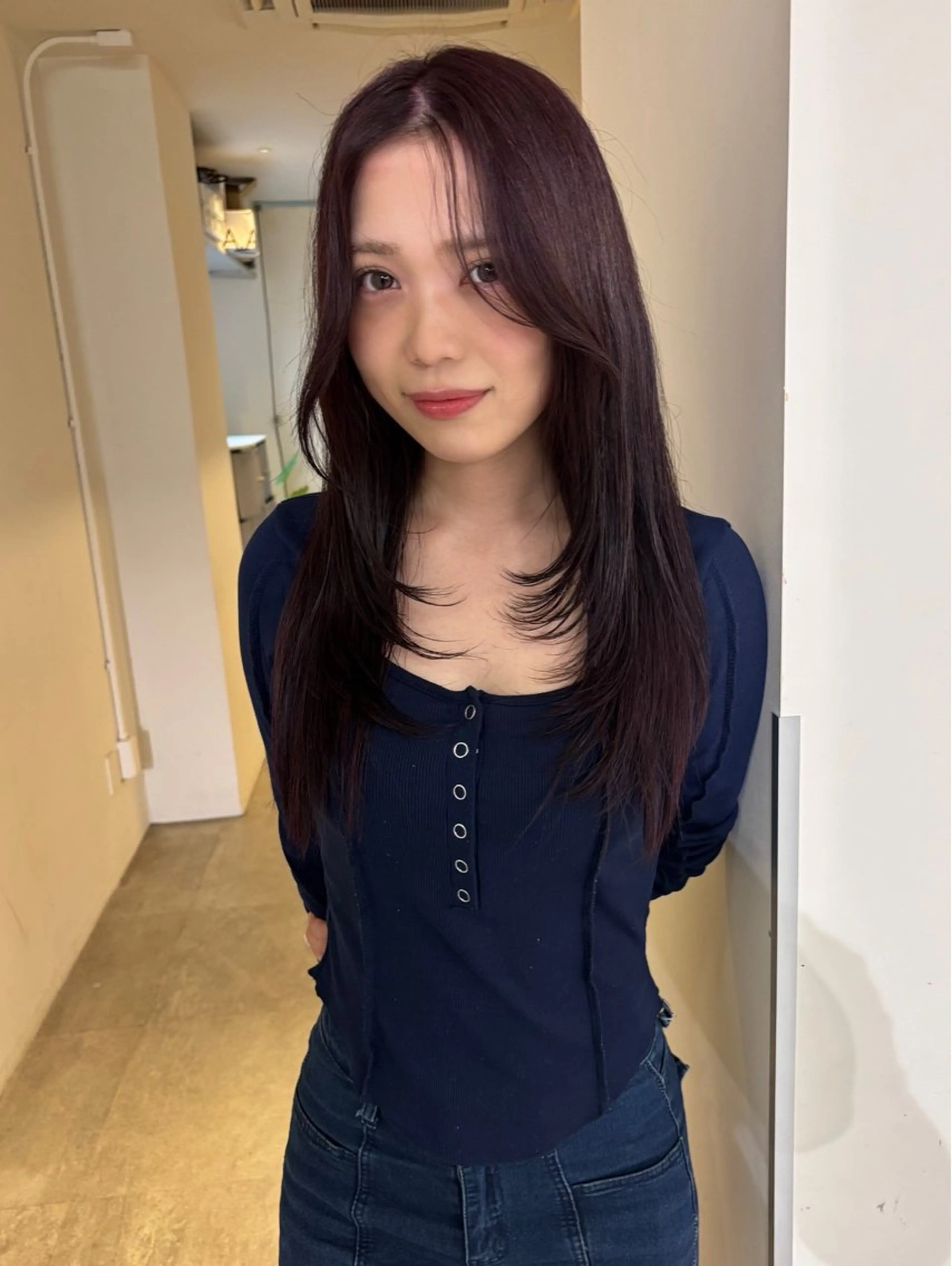 カラー レッドカラー ヘアカラー rinka／暖色 ストレートのヘアスタイル