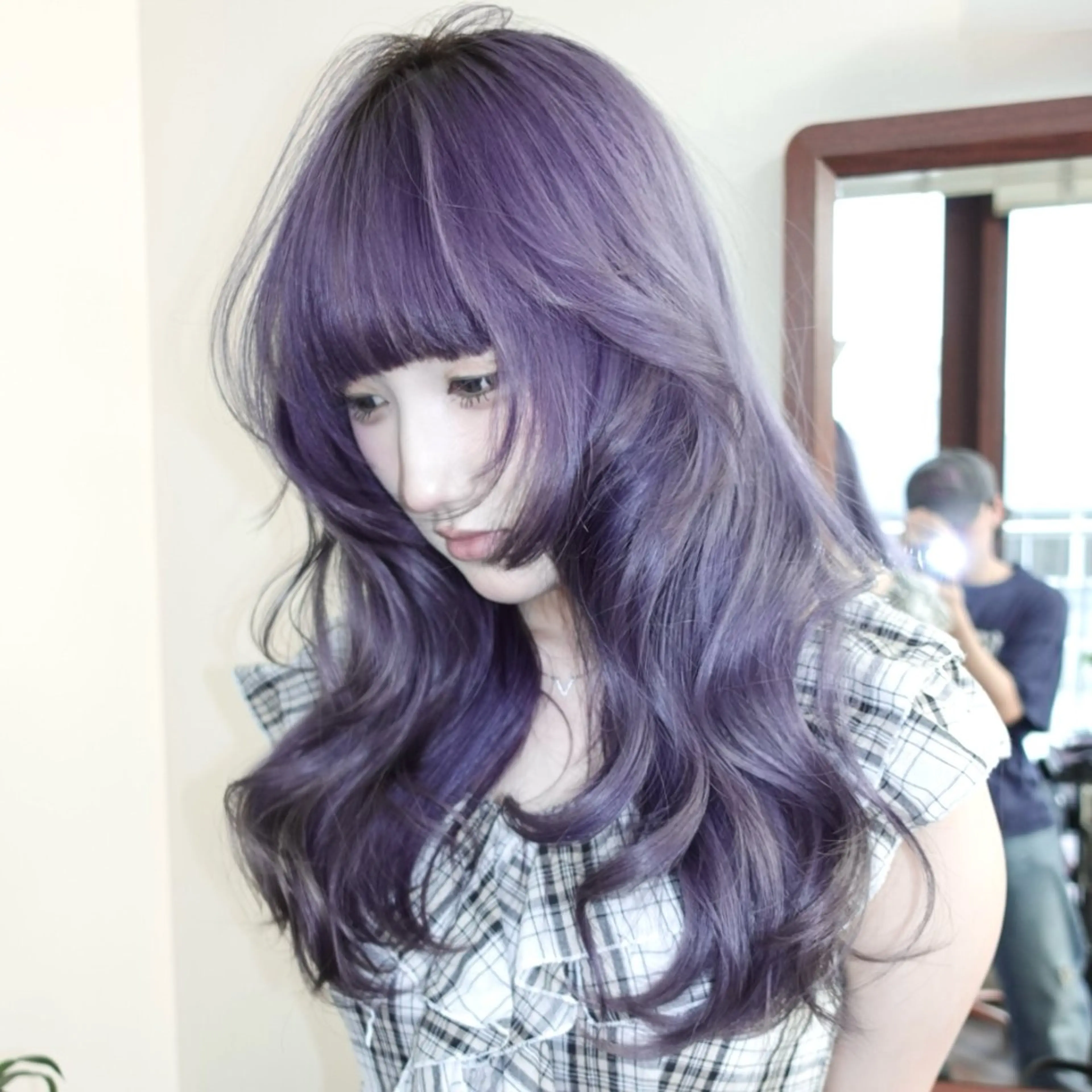 セミロング カラー 顔まわりレイヤー ハッシュカット ハイレイヤー レイヤーカット ウルフカット カット ヘアカラー トリートメント レイヤーカット ダブルカラーのヘアスタイル