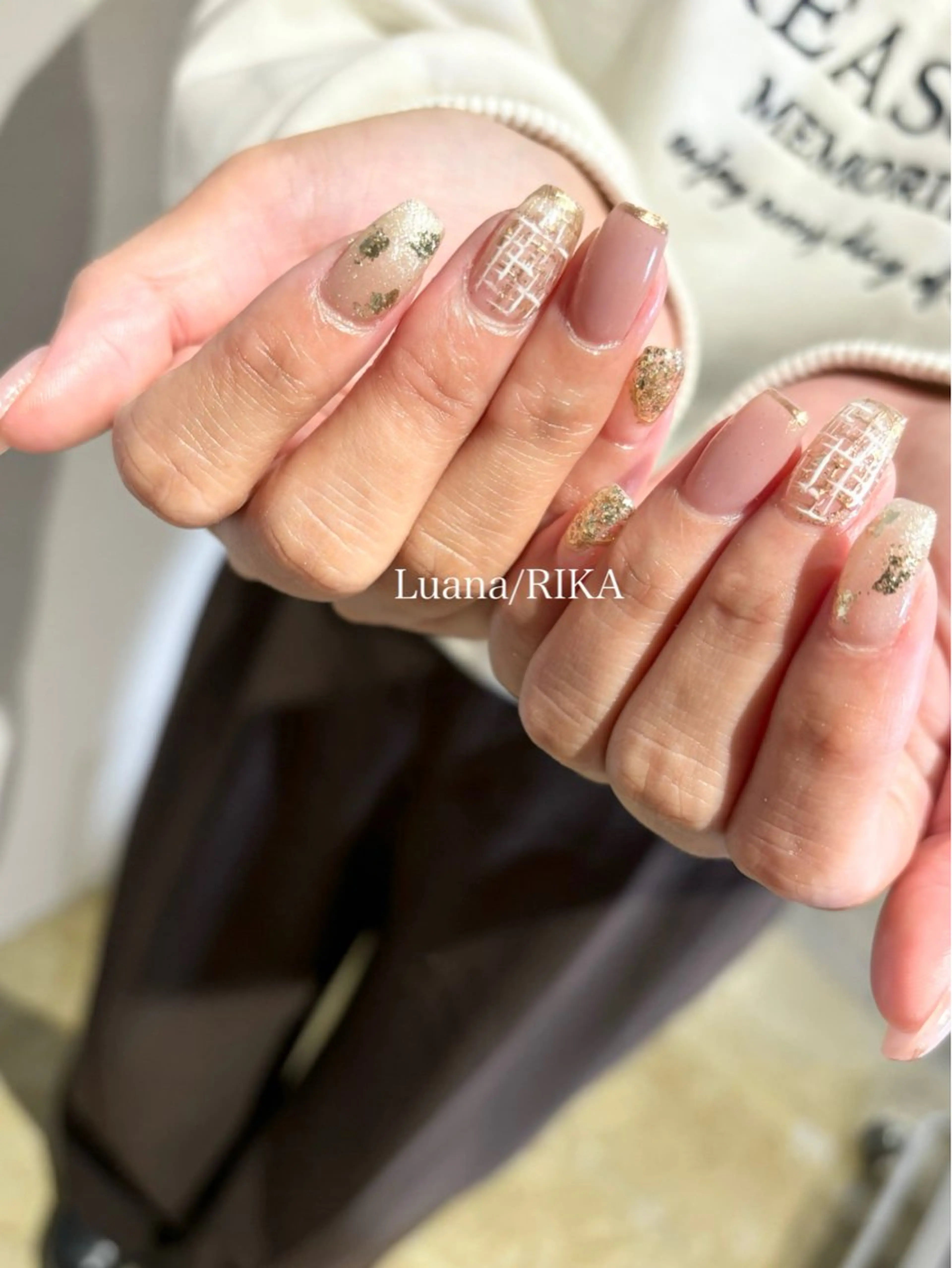 ネイル ピンク ツイードネイル ハンドネイル Nail Salon Luana Rikaのネイルデザイン