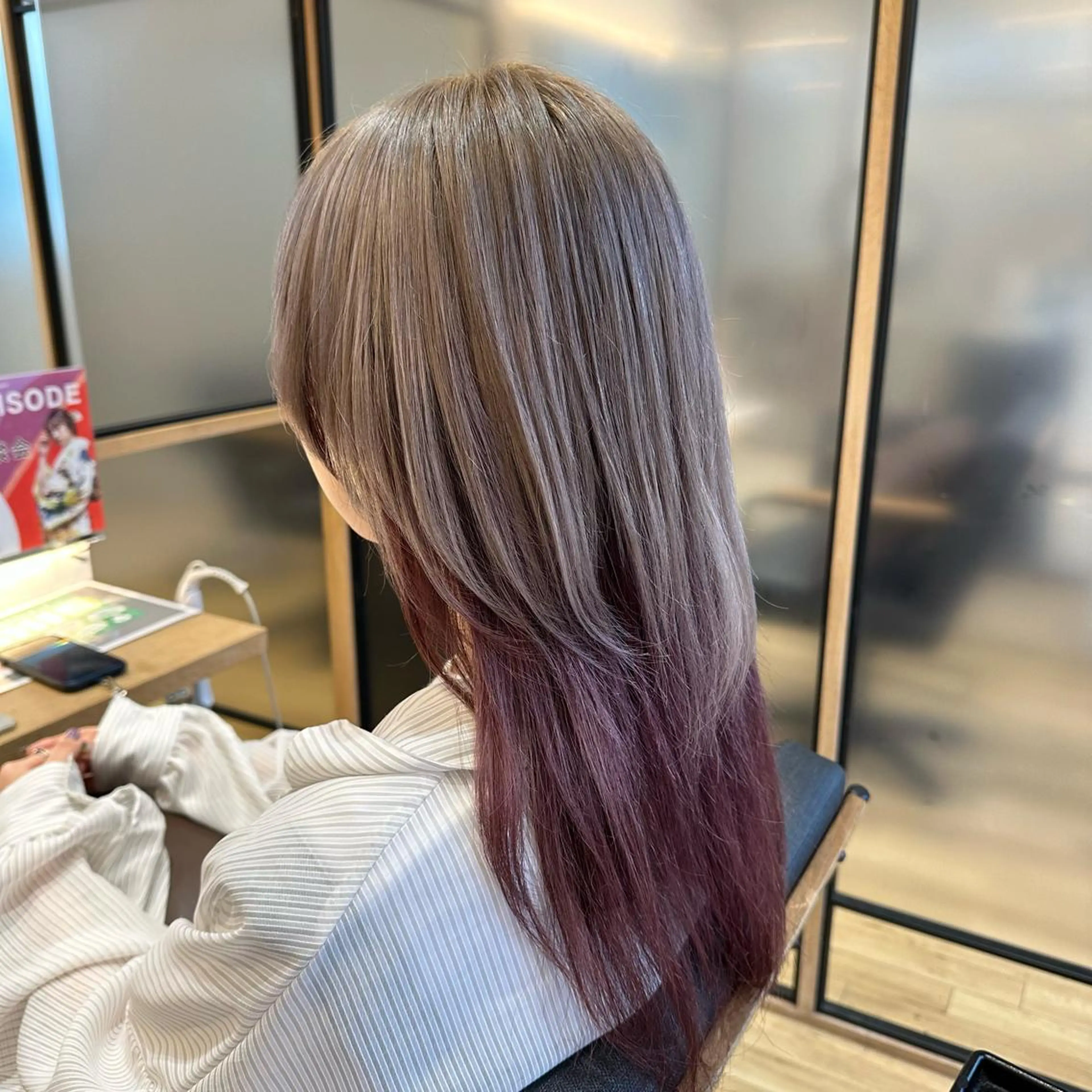セミロング カラー ラベンダーカラー ラベンダーピンク ピンクカラー シルバー ツートーンカラー ヘアカラー トリートメント Nao 【EIGHT札幌】のヘアスタイル