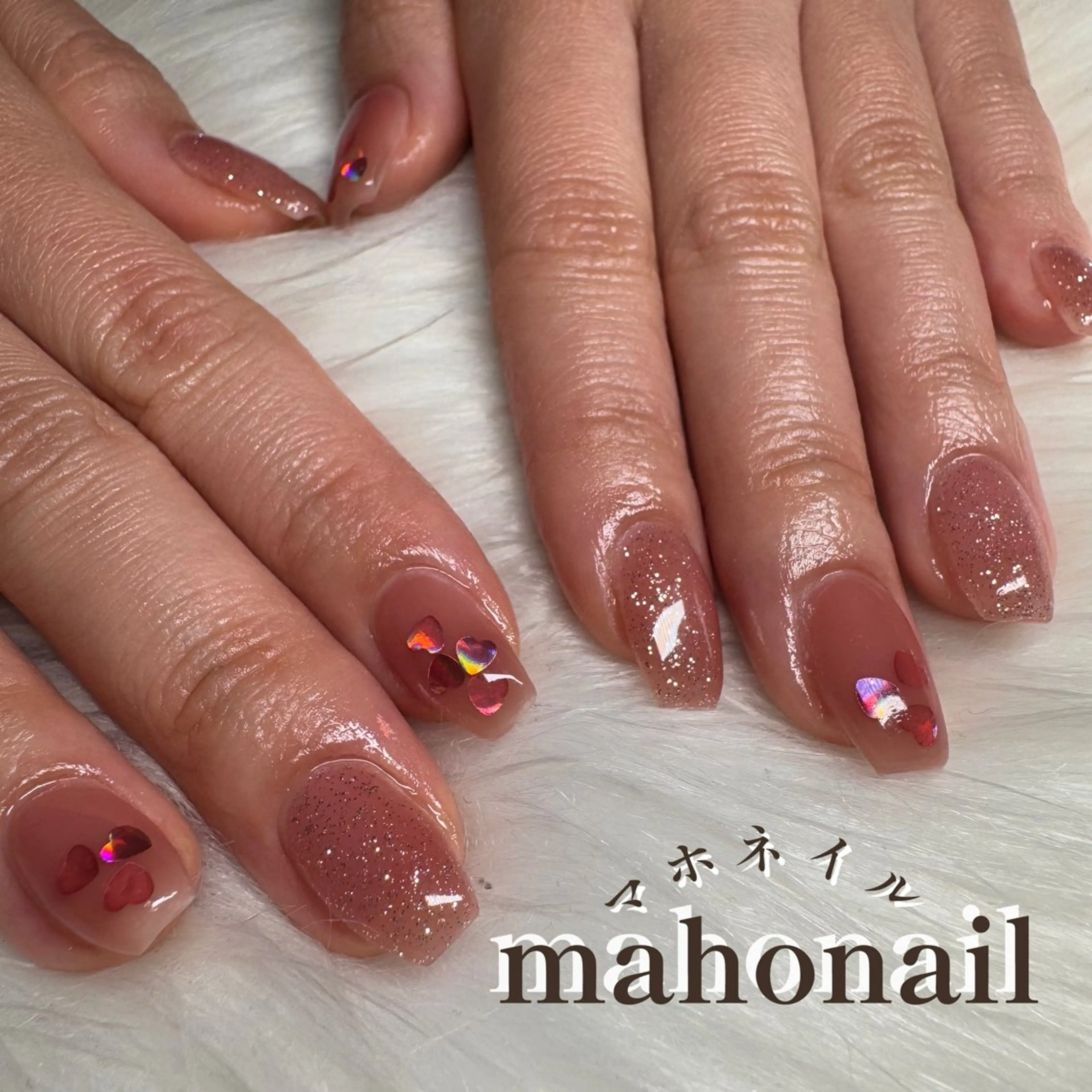 ネイル ハート ワンカラーネイル maho nail マホネイルのネイルデザイン