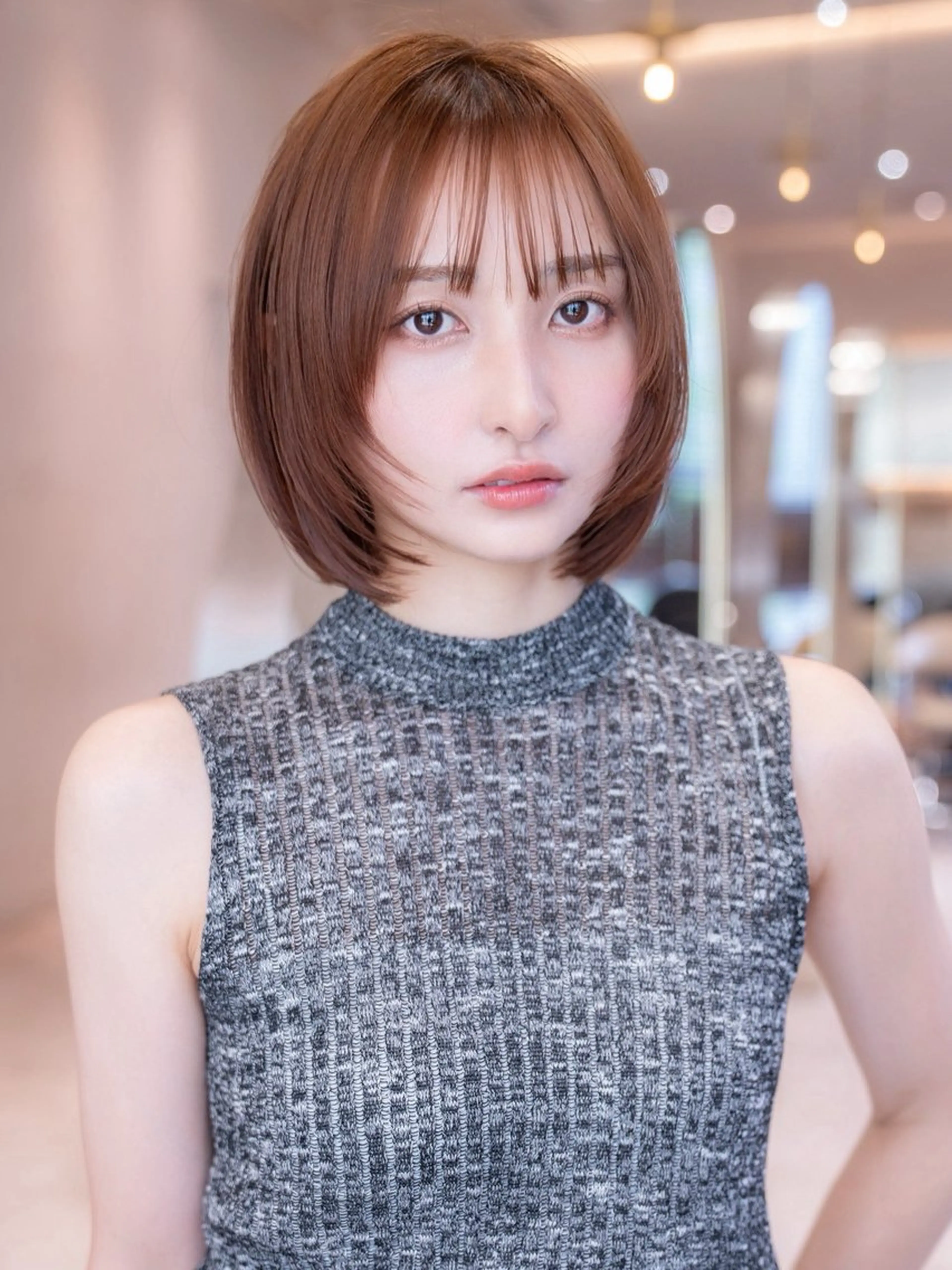 ミディアム カラー カット ヘアカラー トリートメント 垢抜けボブカット /楓のヘアスタイル