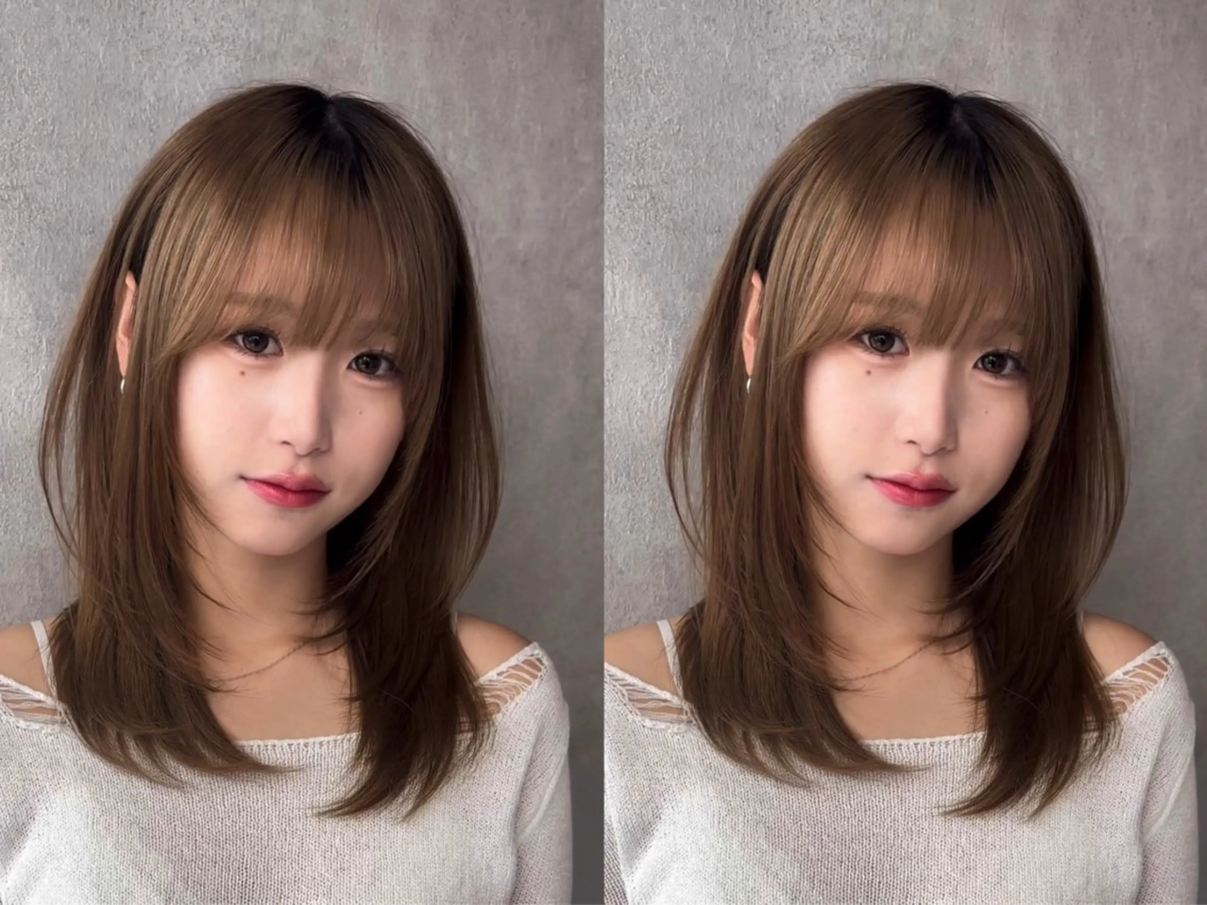 セミロング カット ヘアカラー トリートメント 韓国🇰🇷レイヤー 透明感/秀瑛🩶のヘアスタイル