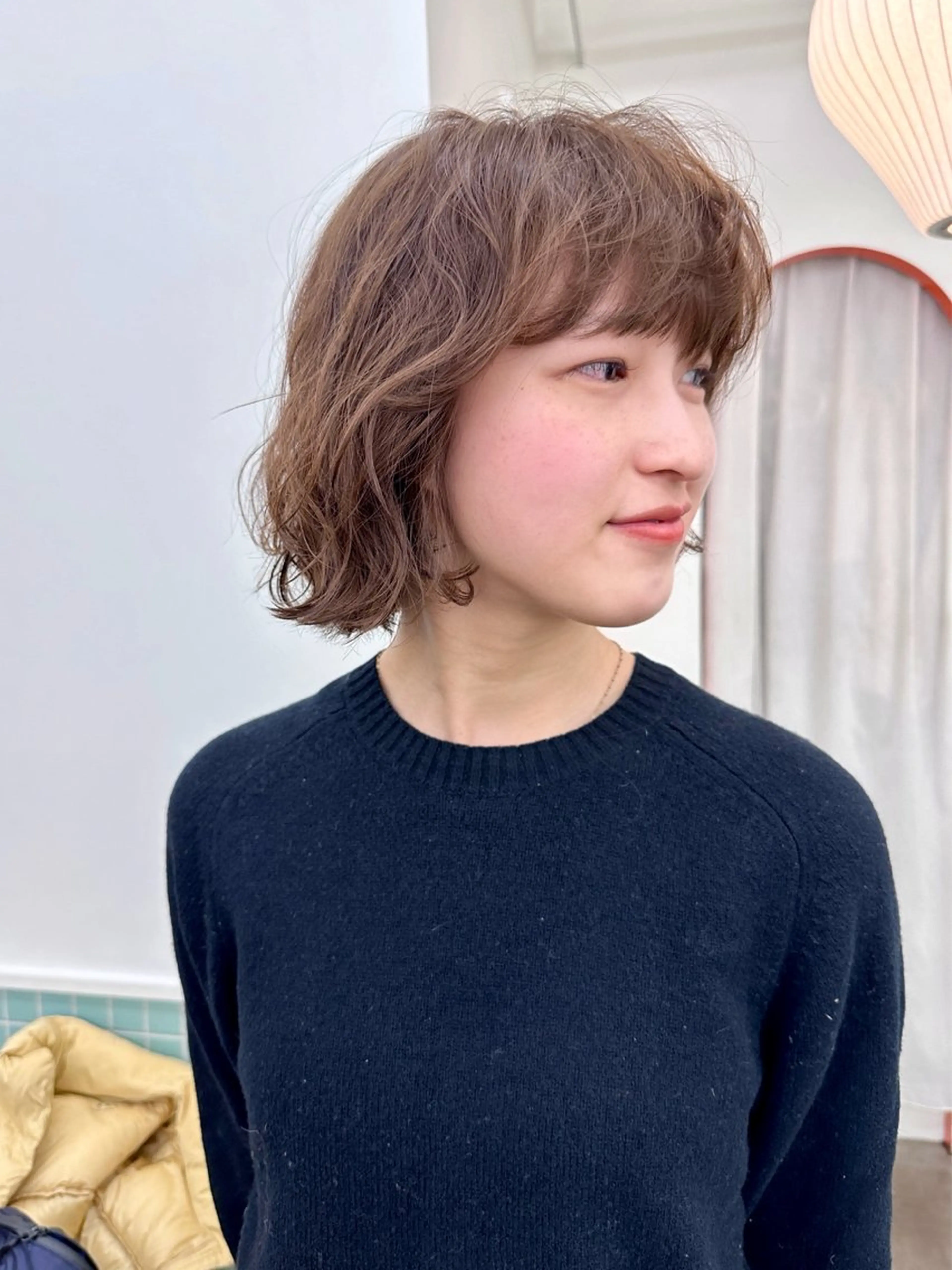 ショート カラー パーマ カット ヘアカラー パーマ ボブ/レイヤー/ケア パーマ/透明感カラーのヘアスタイル