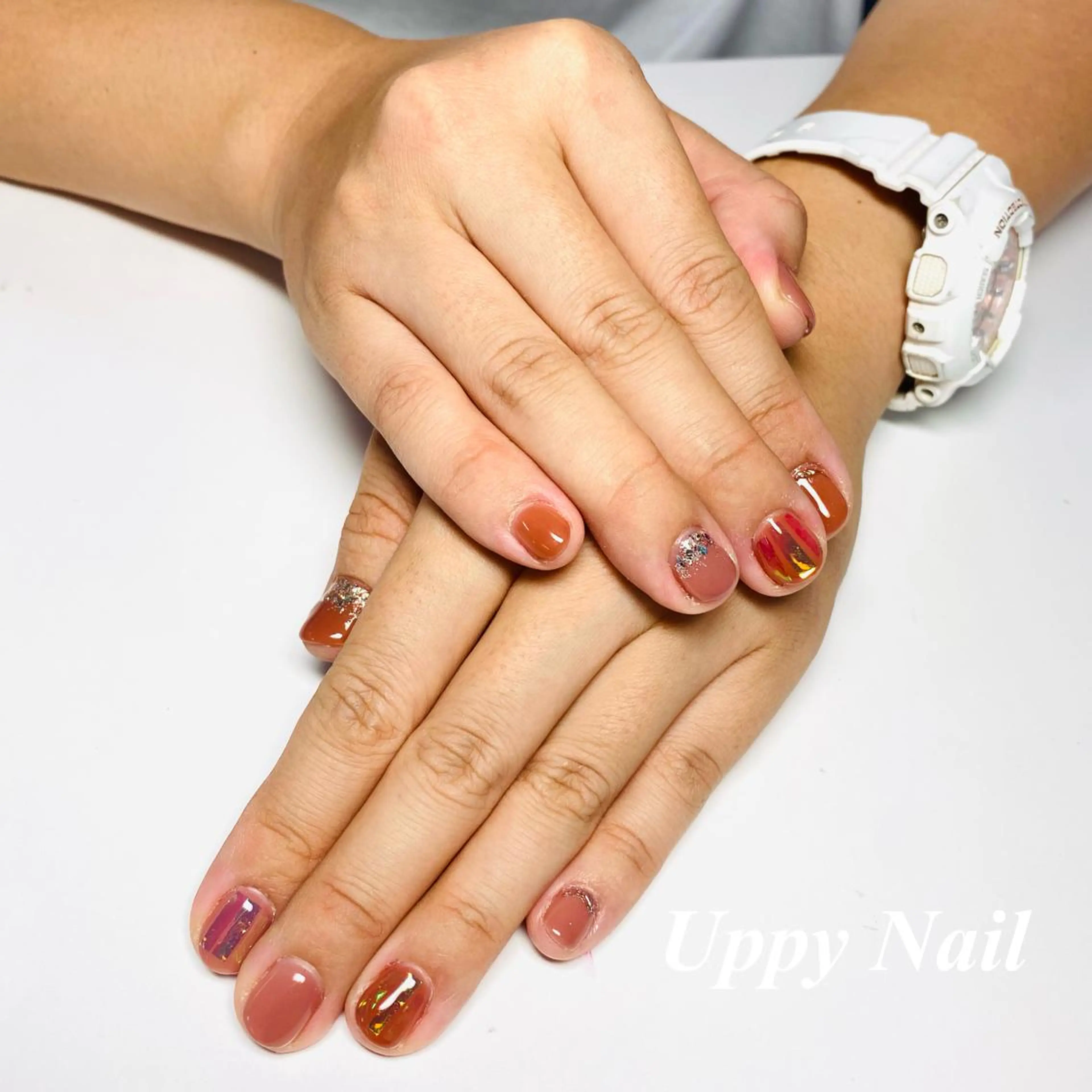 ネイル オーロラネイル キラキラネイル ラメ(グリッター) ミラーネイル ワンカラーネイル Uppy Nail ukyoのネイルデザイン